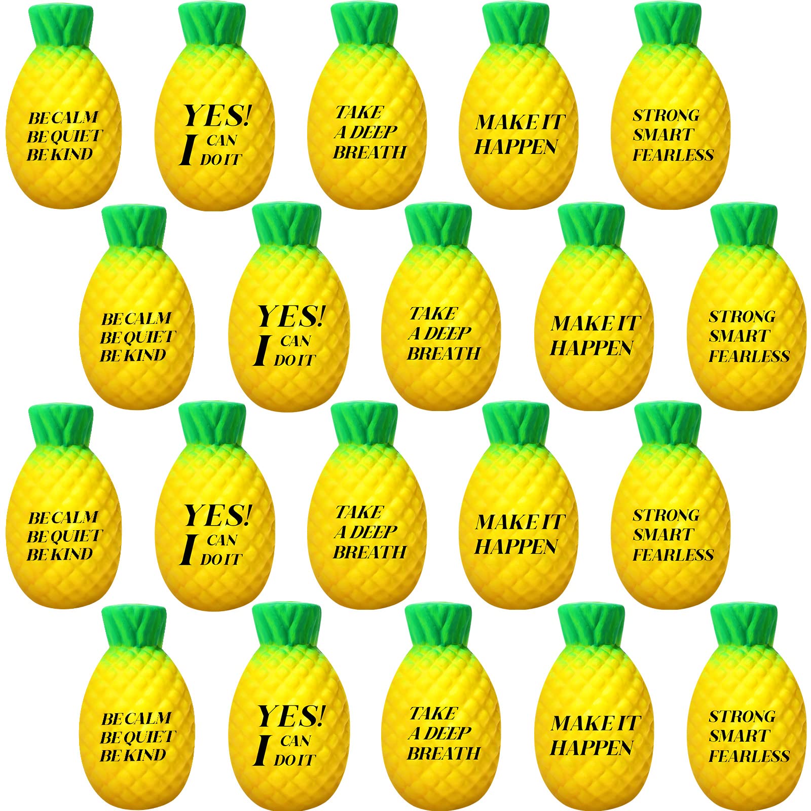 20 Pcs Pineapple Stress Ball Motivational Fidget Toys Fruit Stress Ball Inspirational Pineapple Party Favors for Adults Anxiety Relief Hand Exercise Motivating Encouraging, 2.09 x 1.18 Inches