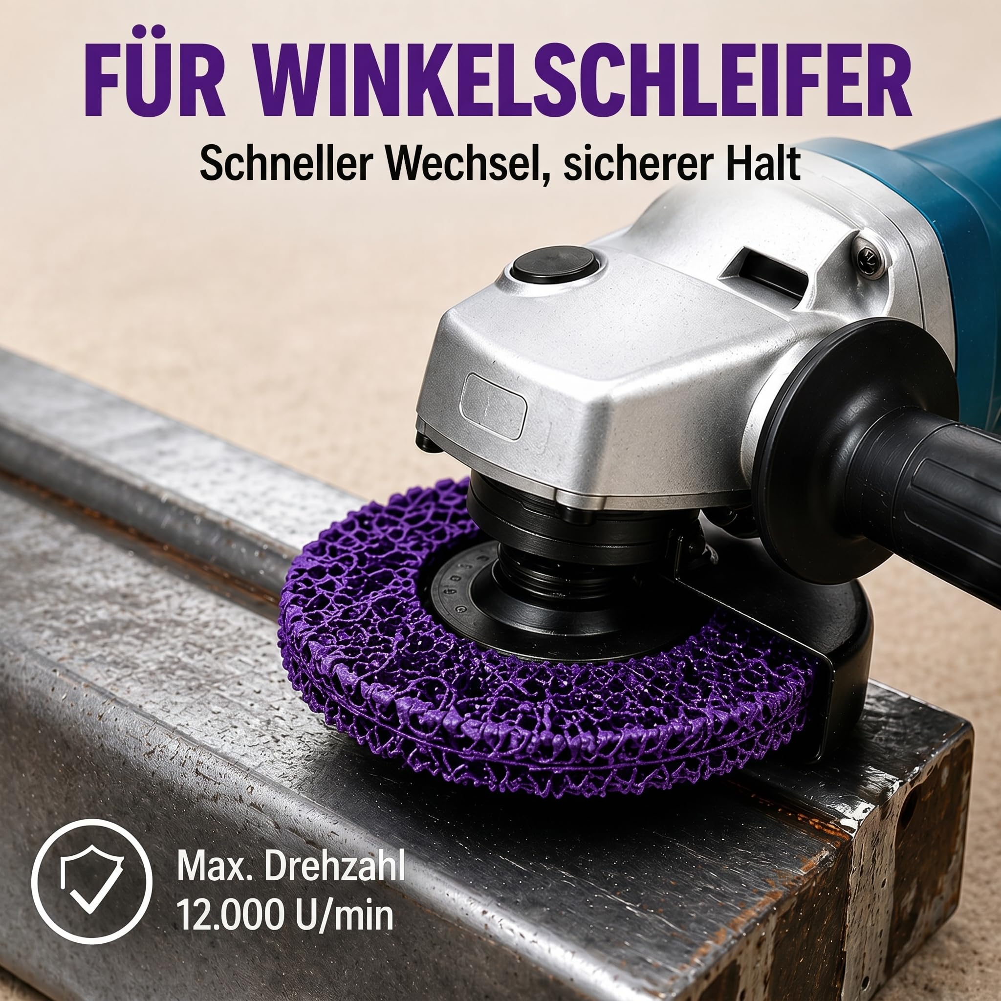 Woltersberger® 5 Stück Grob Reinigungsscheiben Ø125mm CSD Reinigungsvlies CBS Nylon Gewebescheibe Lila | purple für Winkelschleifer | Rostentferner für Flex