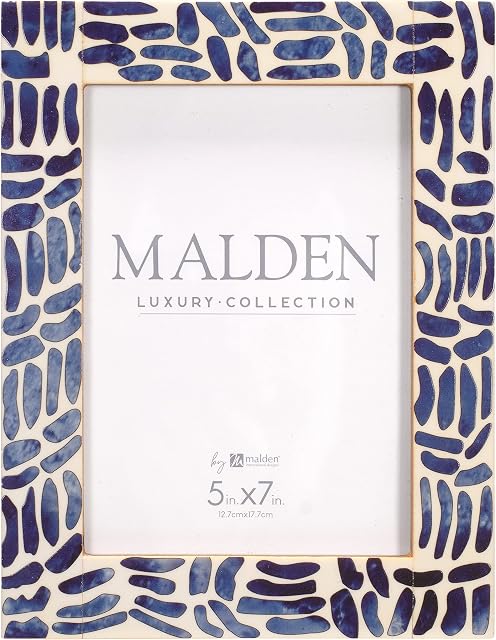 Malden International Designs Decorative Picture Frame 5x7 Indigo Blue Wood MDF (2452-57)