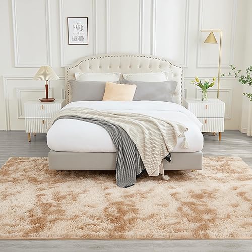 Miniatura 102 de Andency - Tapete de pelo largo sintético de interior, 4 x 6 pies, color gris oscuro estilo teñido anudado, afelpado, suave y mullido