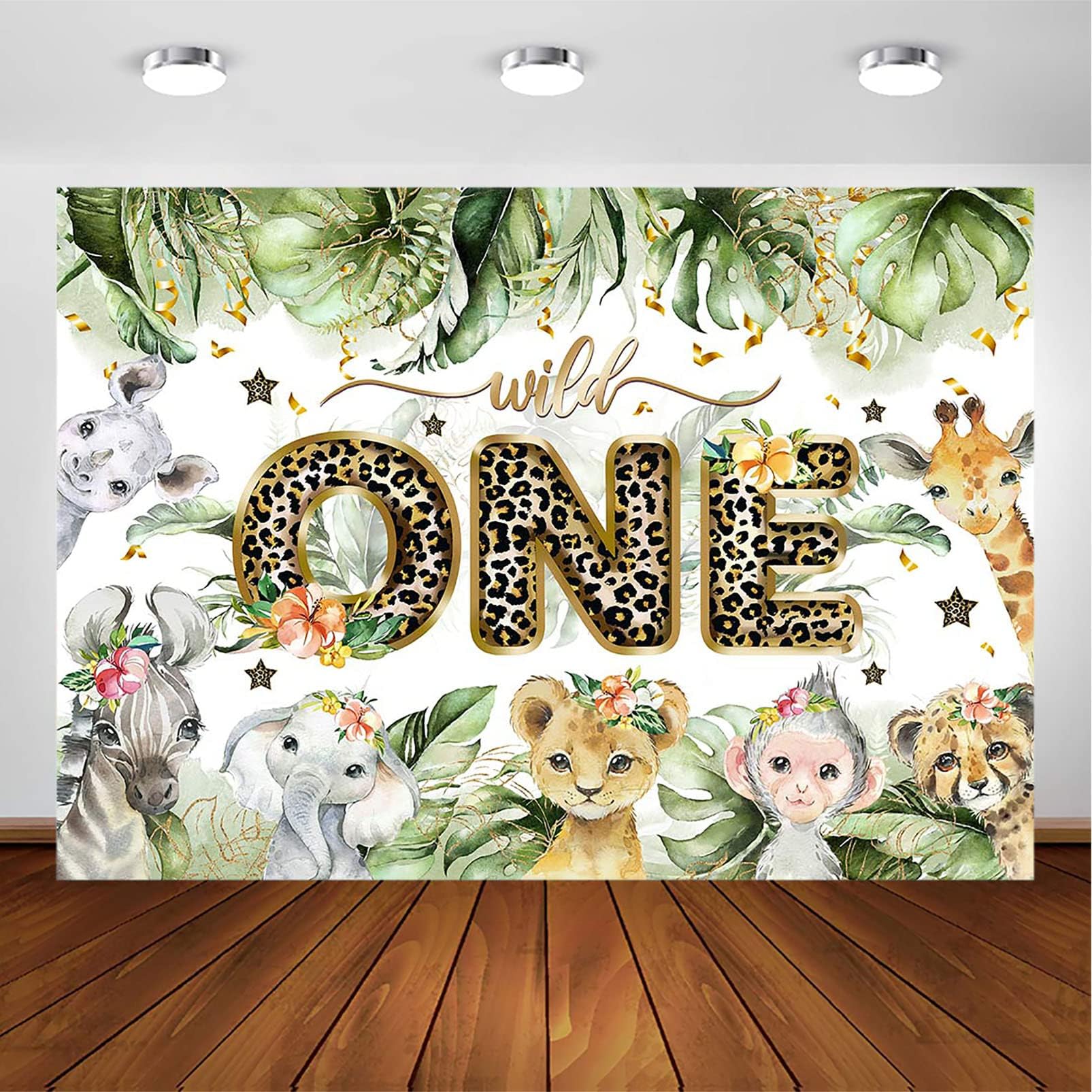 Amazon.com : Avezano Wild One Backdrop Safari Jungle Tropical Animals ...