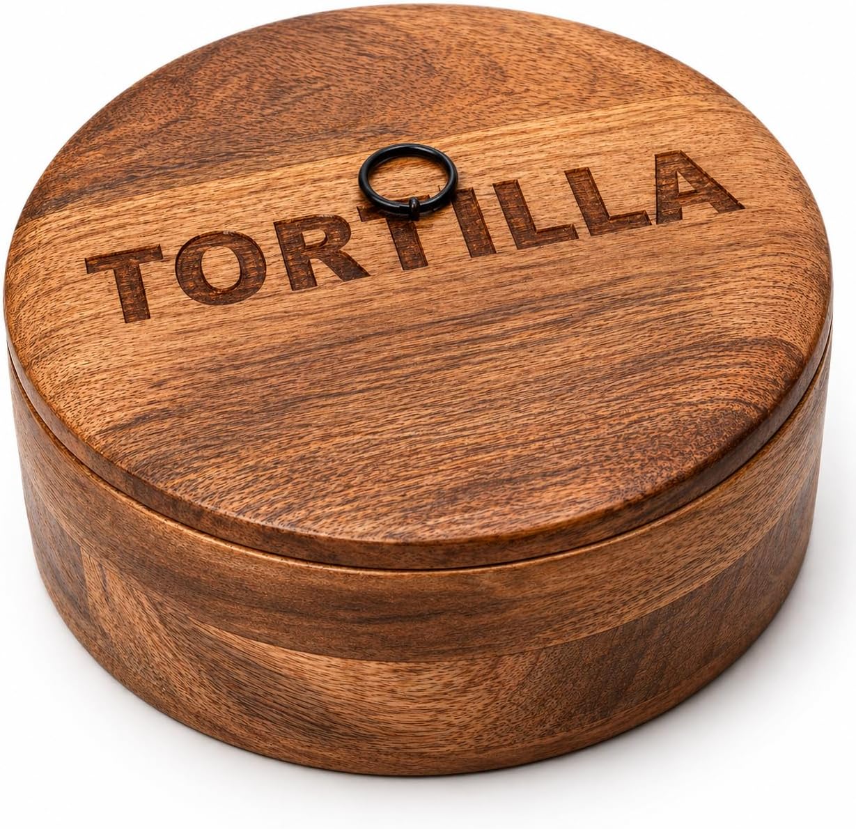 Handcrafted Wooden Mexican Tortilla Warmer Basket Indian Chapati Roti Bread Holder Box Pancake Keeper Serveware Hot Pot Casserole Dish With Lid Home Kitchen Dining Decor, Natural Brown, 9 x 3 Inches