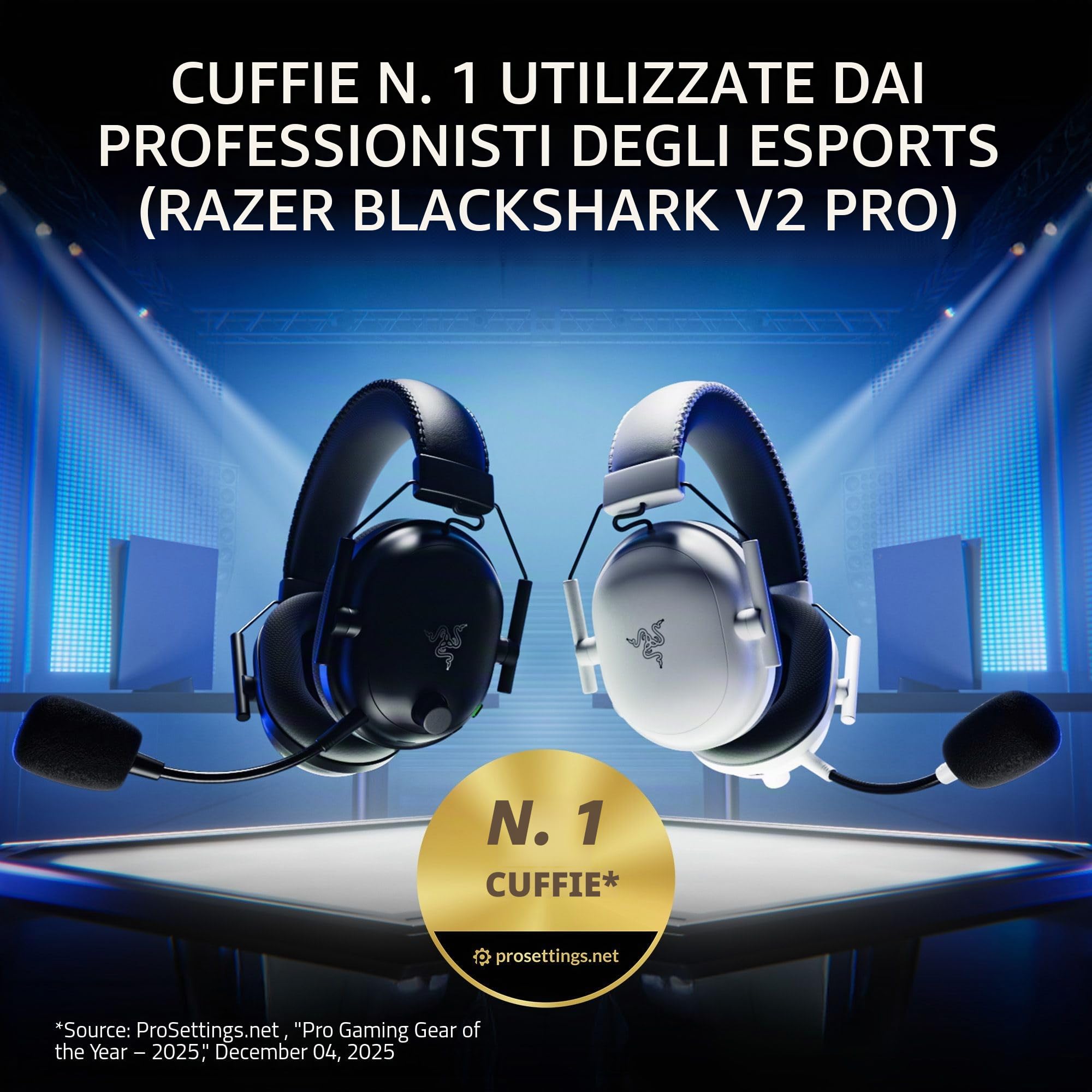 Razer BlackShark V2 Pro - Cuffie da gioco wireless PlayStation: driver da 50 mm, microfono a banda larga, morbidi padiglioni auricolari con isolamento acustico, per PS5, console, PC, Mac, Bluetooth