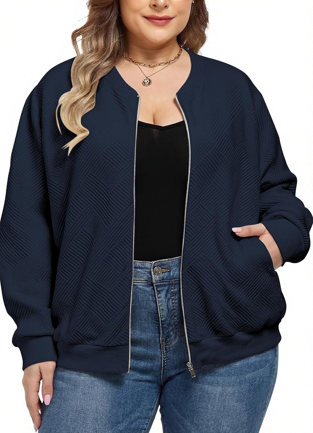 Theenkoln Women Plus Size Jackets: Full Zip Up Long Sleeve Bomber Casual Lightweight Sweatshirts Oversized Jacket