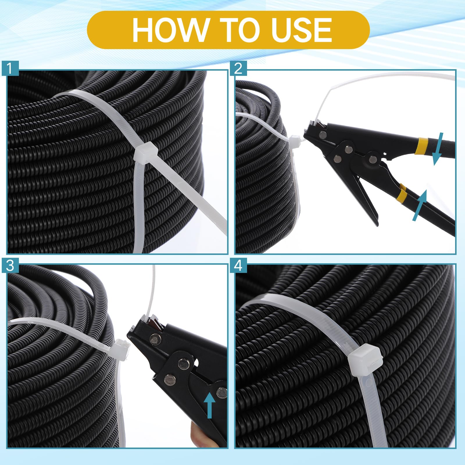 Shappy 4 herramientas de amarre de cremallera y herramienta cortadora de cables tensores para cortar 7.67 pulgadas para plástico o nailon de ancho de 0.09 a 0.35 pulgadas