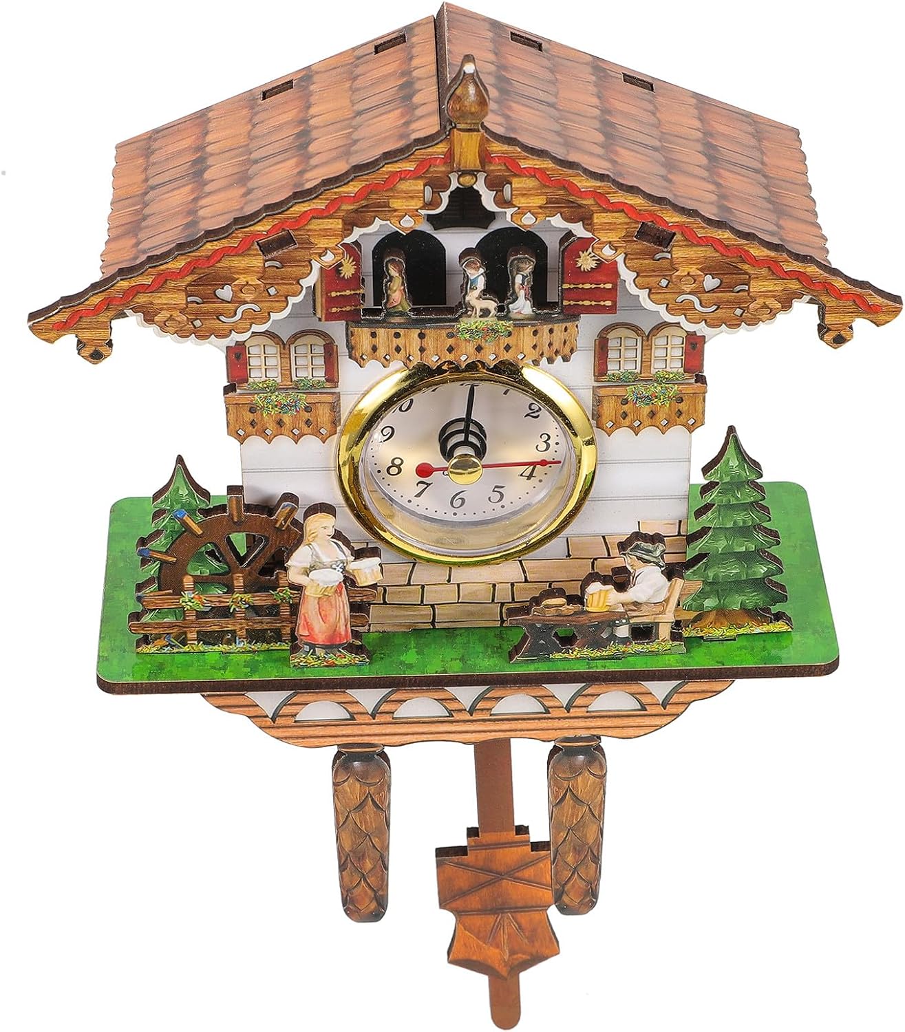 Cuckoo Clock Hanging Wall Clock Wooden Pendulum for Living Room Home Decor with Bird Sound