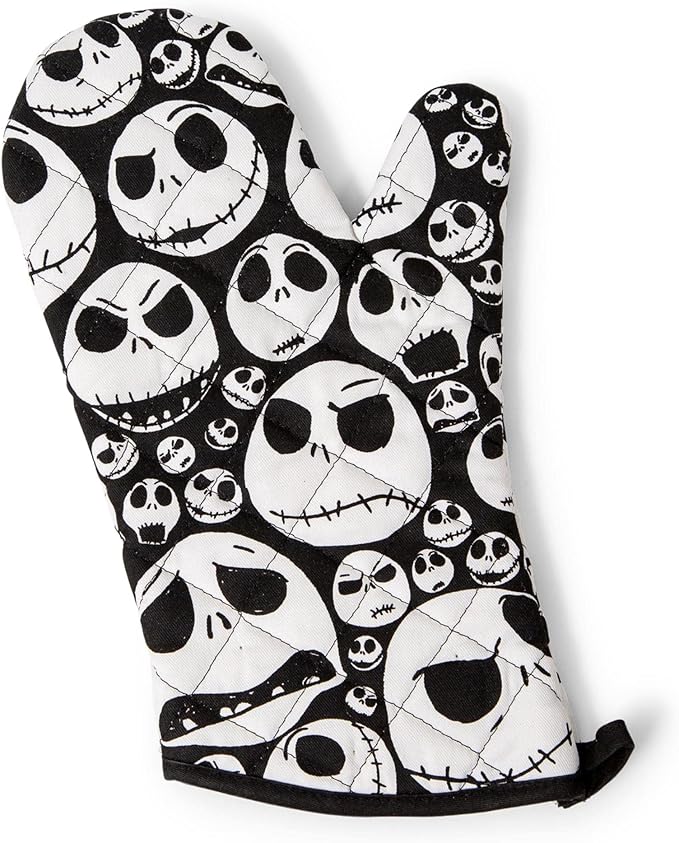 Disney The Nightmare Before Christmas Black and White Kitchen Oven Mitt Pot Holder | Thick Heat Resistant Glove for Cooking