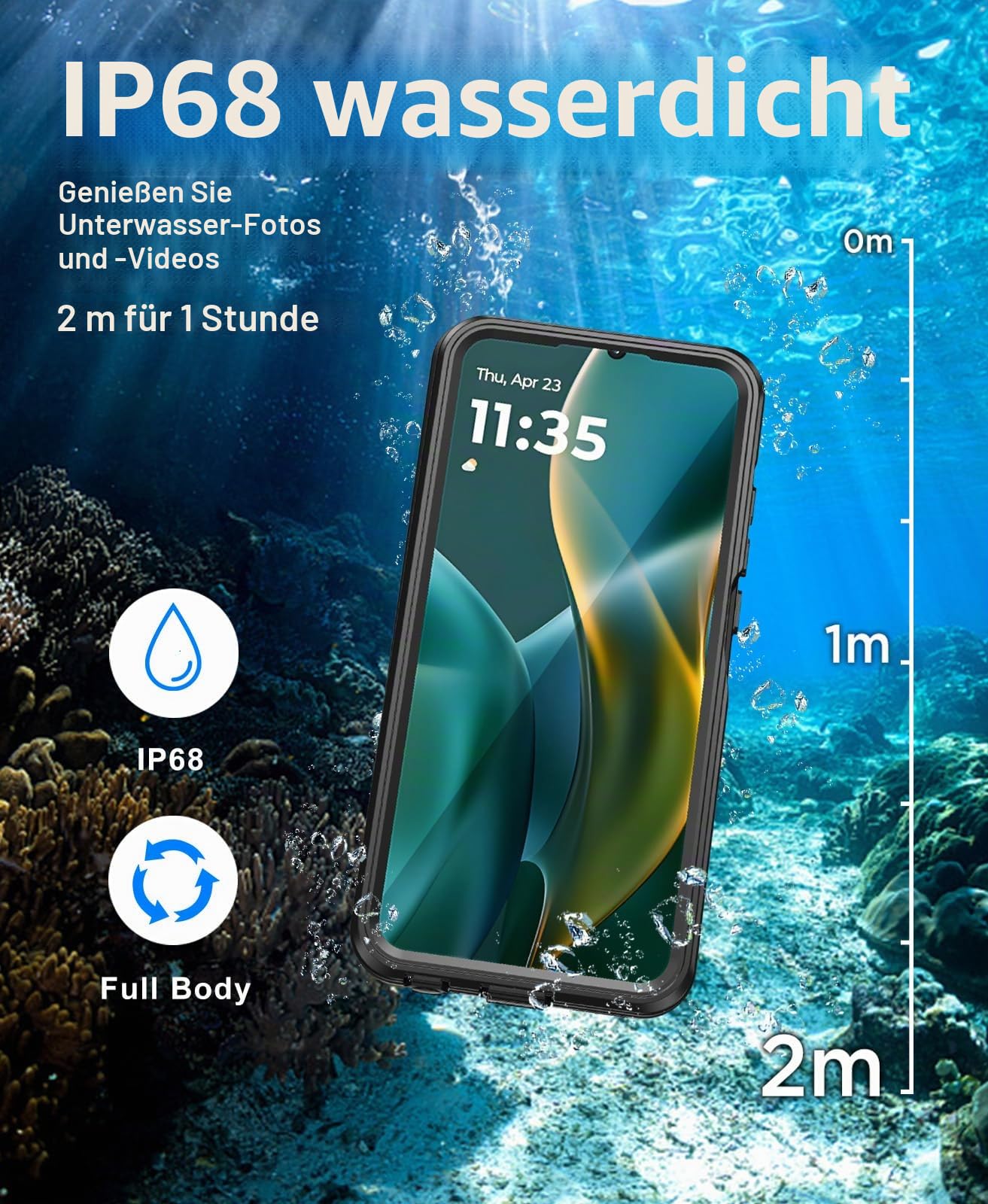 Beeasy für Motorola Moto G 5G 2025 Hülle, IP68 Wasserdicht Handyhülle Outdoor 360 Grad Schutzhülle, Stoßfest Staubdicht Wasserfest Panzerhülle Case mit Displayschutz, Schwarz