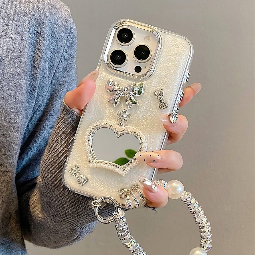 Amazon.co.jp: iPhone 16e 用 ケース ハートミラー付き シルバー