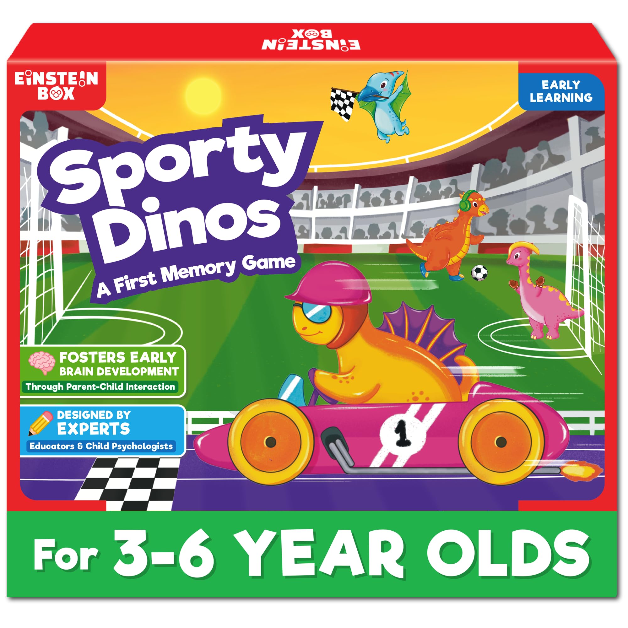 EINSTEIN BOX Sporty Dinos Game for Kids 3+ Years Old | Toys & Gifts for Boys & Girls Ages 3,4,5,6 Years | Birthday Gift for Kids Aged 2 to 5 Years | Educational Toys | Card Game