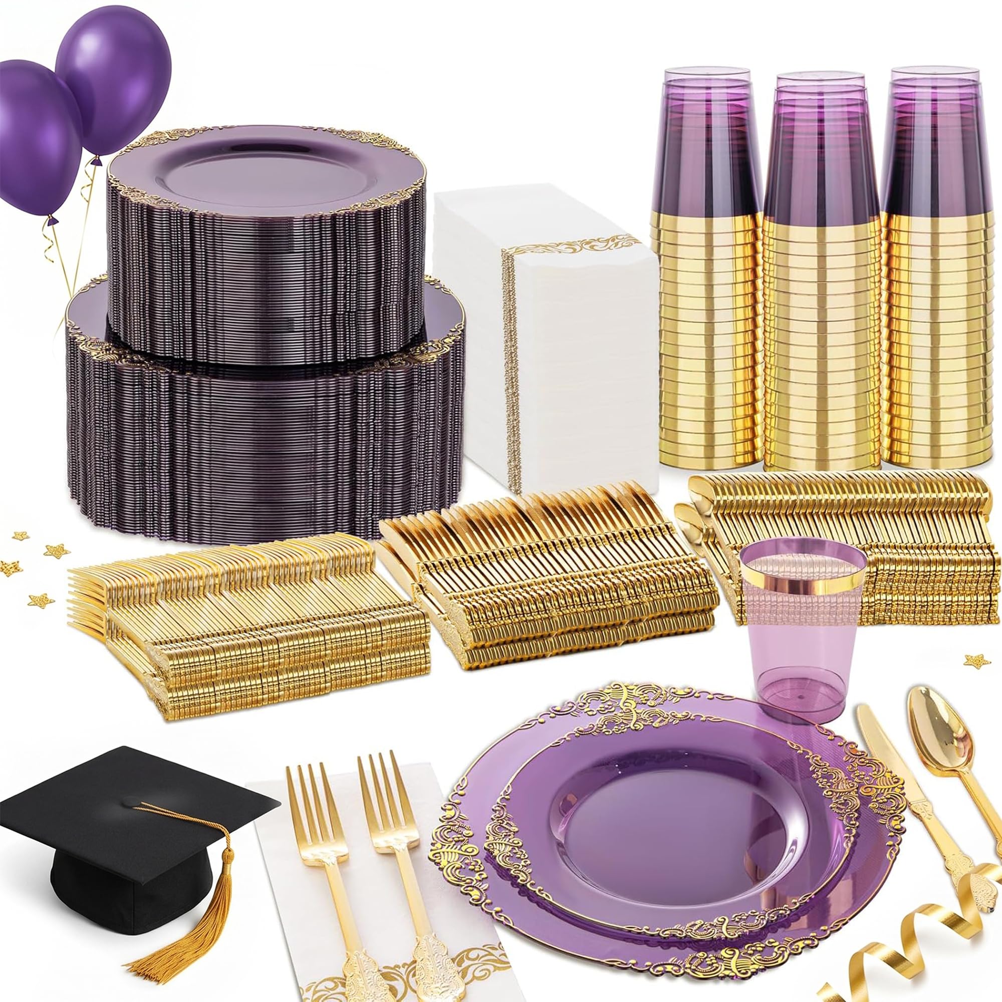Amazon.com: Nervure 350PCS Purple Plastic Plates - Purple Plastic