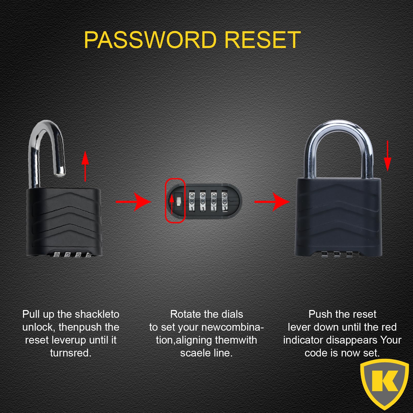 Candado de combinación, candado combinado para exteriores, 55 mm, resistente a la intemperie, reconfigurable, 4 digitales, cuerpo de aluminio de seguridad (paquete de 2, negro, corto)