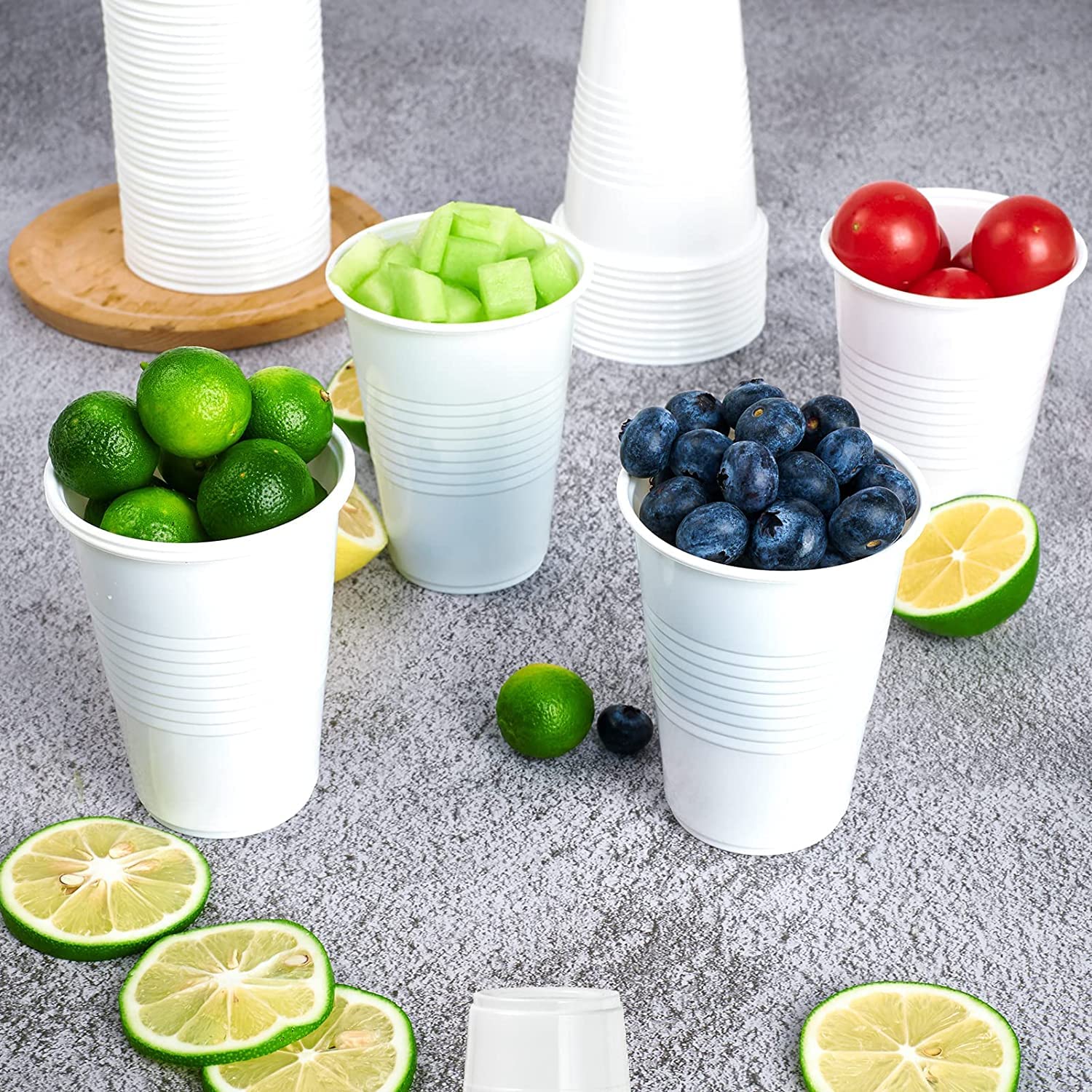 e!Orion Vasos de Polipropileno Reutilizables y Ecológicos - Vasos Blancos de Plástico para Bebidas - Ideal para Fiestas, Bodas, Cumpleaños y Navidad - 200 ml, Pack de 1500 Unidades