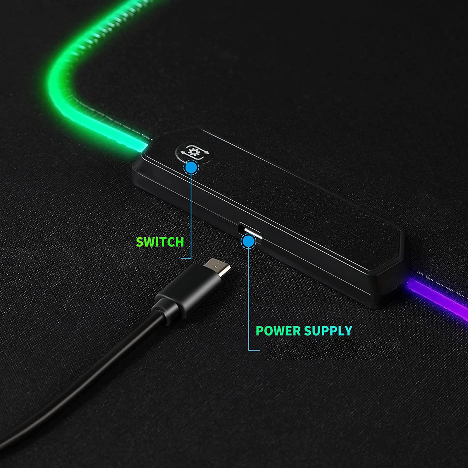 ELLENNE MOUSEPAD XXL RGB LED TAPPETINO GAMING 900X400MM STARS C04 | RGB TAPPETINO XXL - MOUSE PAD GIOCO GAMING 900X400 - LED 7 COLORI - 4 EFFETTI LUCI LAVABILE PER PC DESKTOP E LAPTOP STARS C04