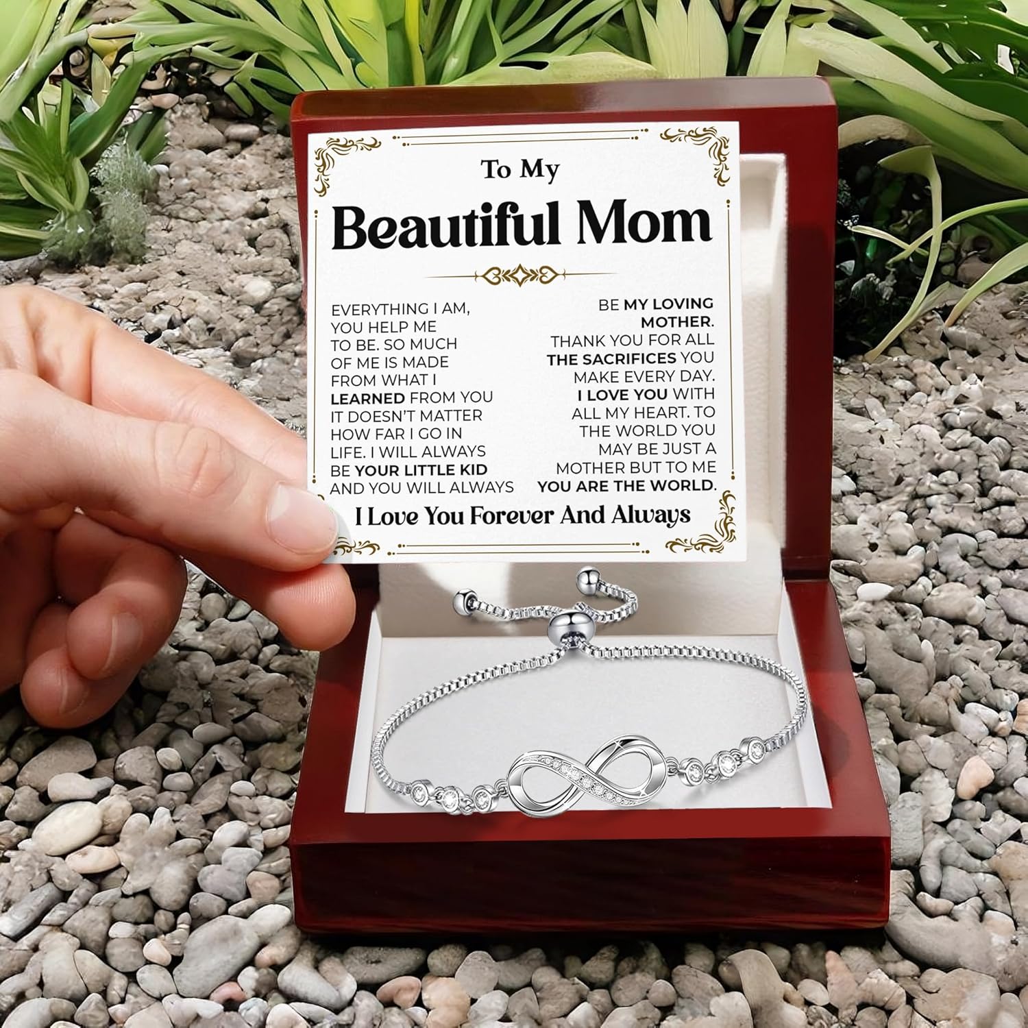 To My Mom Bracelet, Mother Bracelet From Daughter, Mom Jewelry Gift From Son With Message Card And Box, Mother Bracelets For Women, Anniversary Birthday Christmas Gifts For Mama