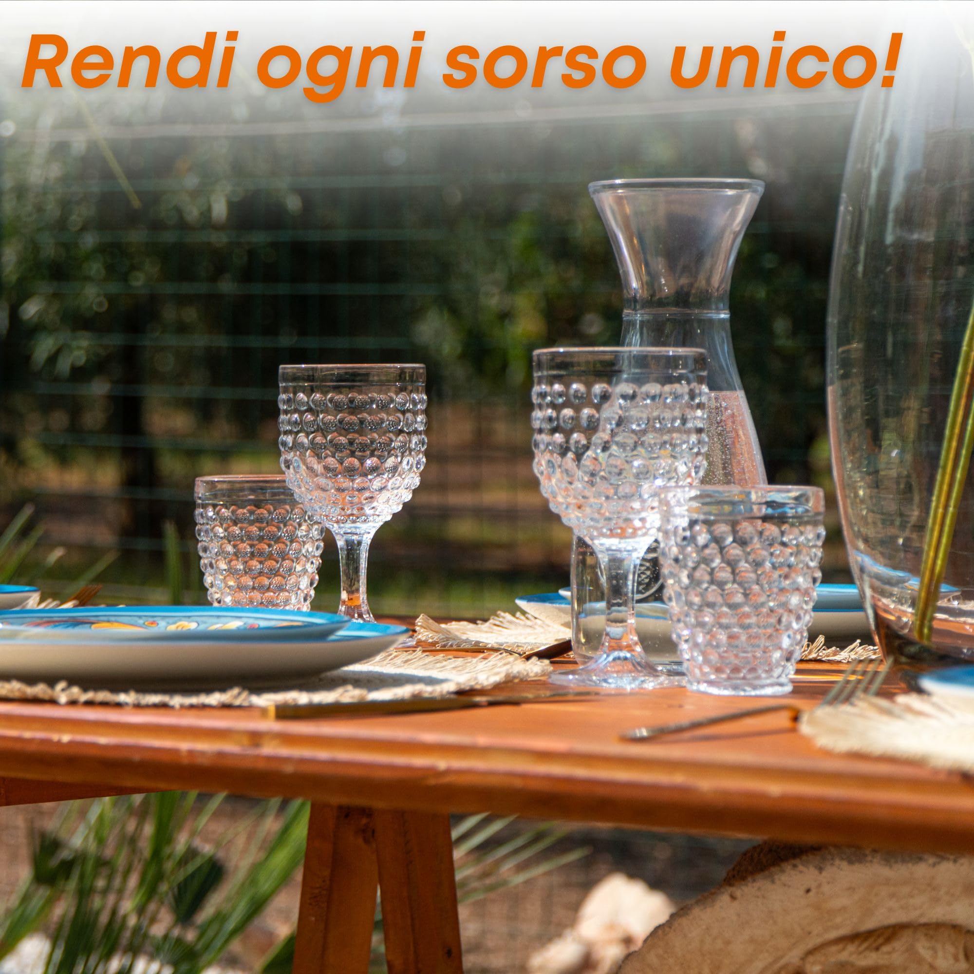NAMAI - Set 6 Bicchieri Vetro Acqua + 6 Calici Vino Particolari, 270 ML, Resistenti, Adatti in Lavastoviglie e Microonde, Bicchieri Acqua Vetro, Set Calici Vino, Idea Regalo