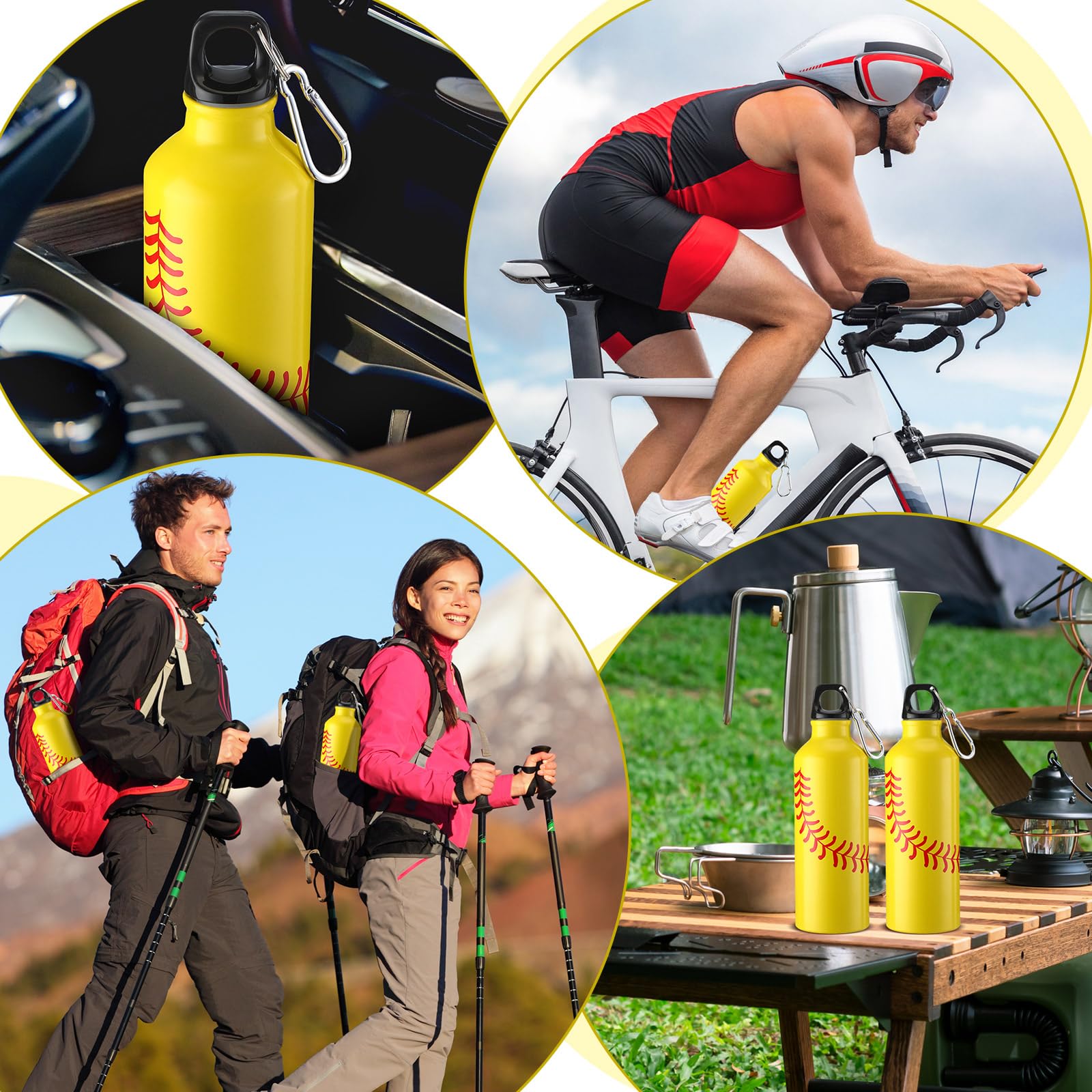 Tioncy 12 bottiglie d'acqua da 500 ml, in alluminio, riutilizzabili, a prova di perdite, con fibbia e tappo a torsione, per accessori di squadra, viaggi, uomini, palestra