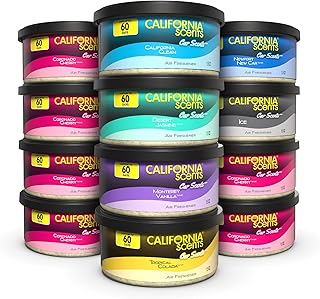 Can Air Freshener and Odor Neutralizer by California Scents, Set of 12 Spillproof Cans for Home and Car, Assorted Scents, 1.5 Oz Each (Packaging May Vary)
