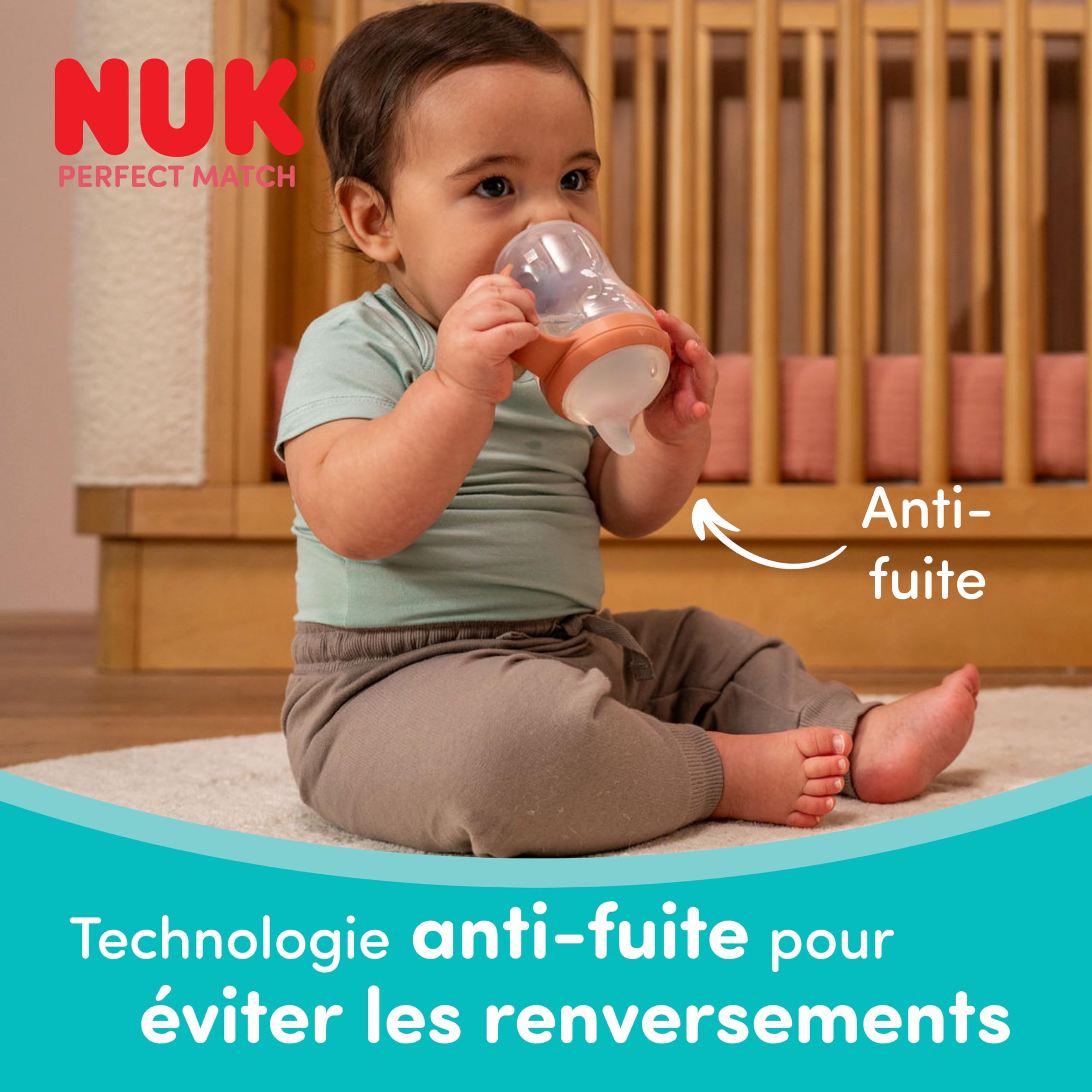 NUK Perfect Match Nuit Tasse d’apprentissage | 6+ mois | 150 ml | Tasse anti-fuite pour bébés | Poignées antidérapantes | Brille dans le noir | Singe/Koala | Lot de 2