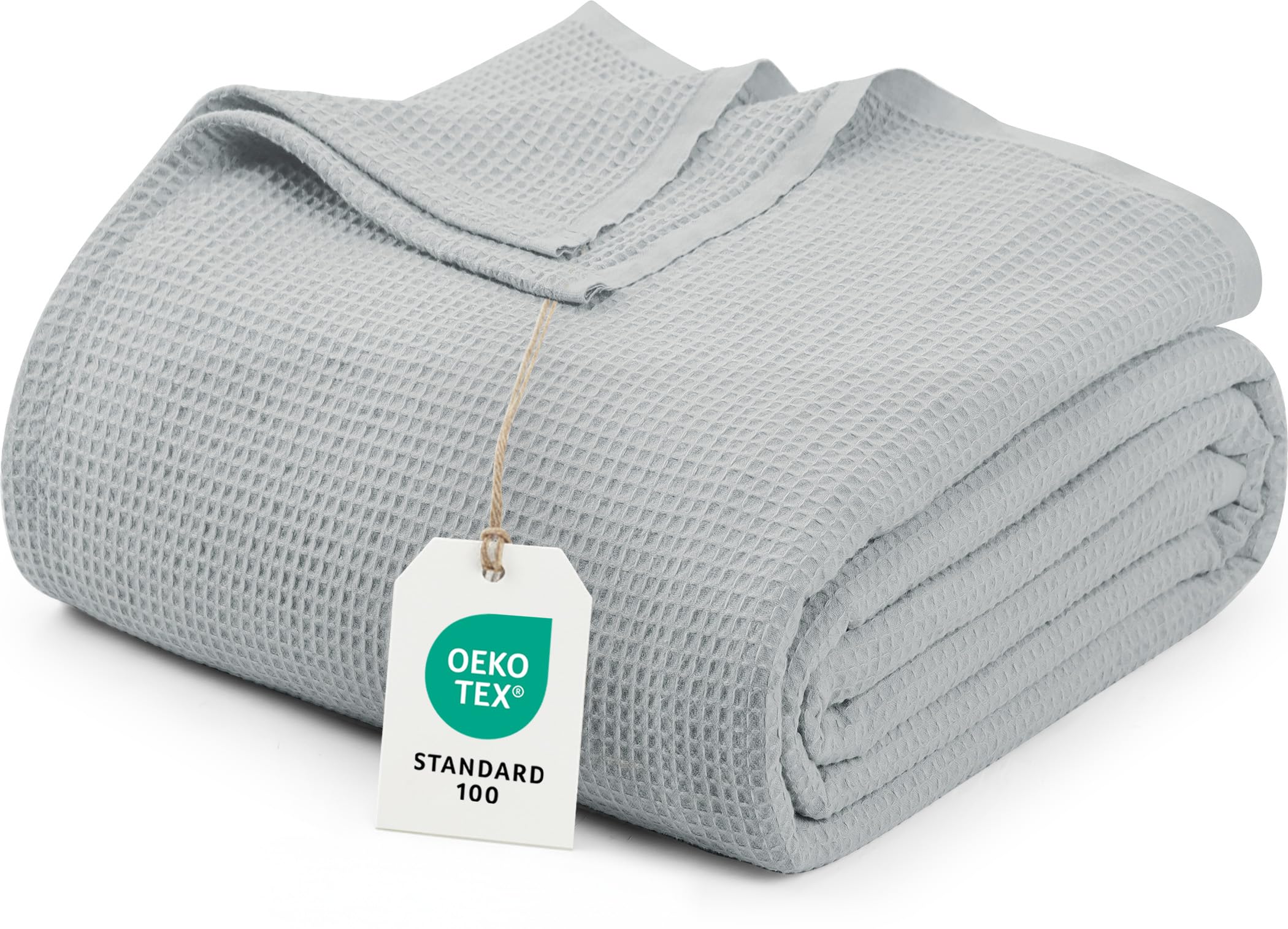 bedding cool grey waffle blanket queen size soft lightweight breathable cotton blend bed blanket for all seasons luxury throws for bed couch and sofa