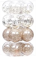 Vista 12 de Sea Team Adornos de esferas navideñas de plástico transparente irrompibles, decorativos, set de esferas de Navidad rellenas de decoraciones Azul