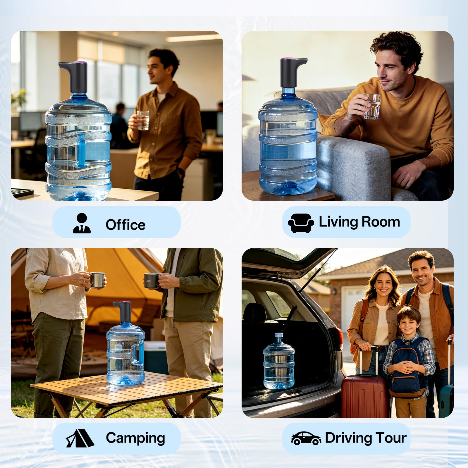 Distributeur d'eau Pompe à Eau Potable électrique 5 Gallons Robinet Rechargeable USB