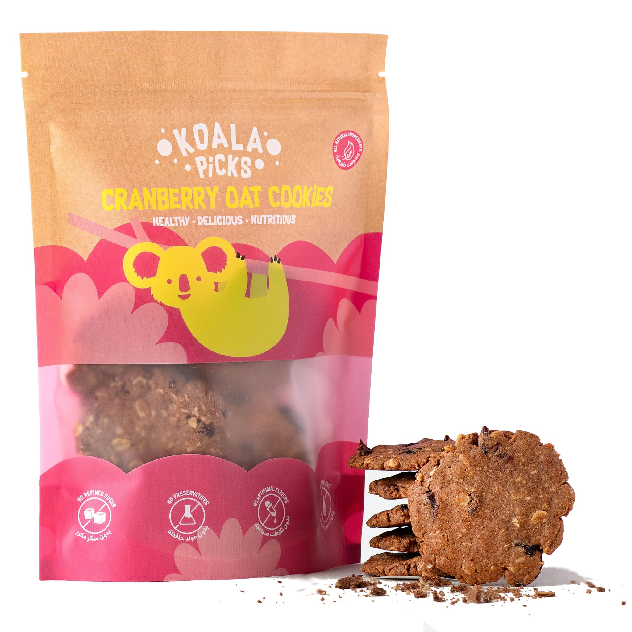 Koala PicksCranberry Oat Cookies - 8 pcs/pack - Delectable Cookies Made with Real Cranberries and Oats, Perfect for Snacking and Sharing, Free from Artificial Flavor and Preservatives