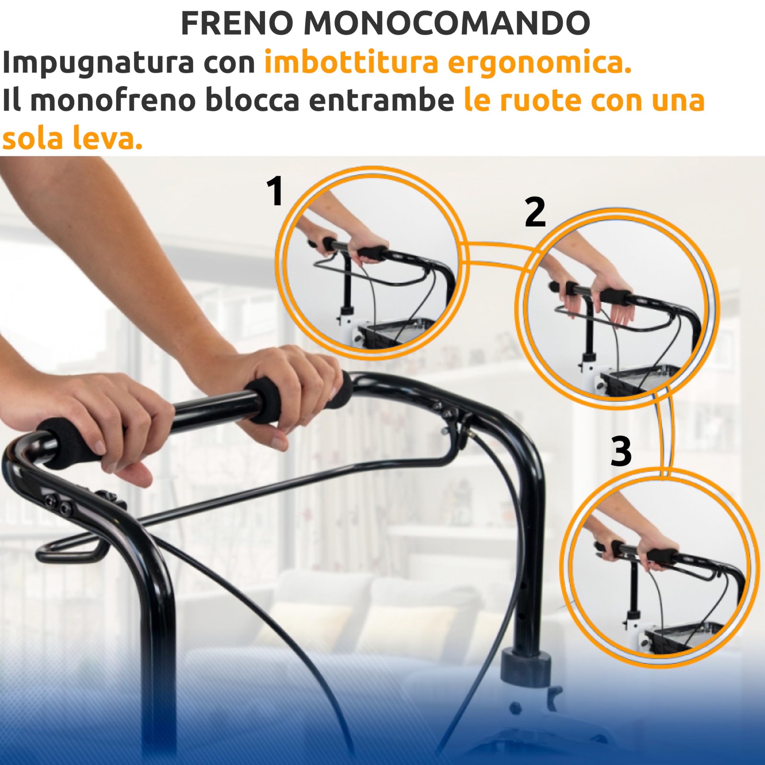 GOVITA - deambulatore per anziani 4 ruote,Girello in alluminio leggero con seduta,Rollator pieghevole, Altezza sedile regolabile,Per esterno e interno