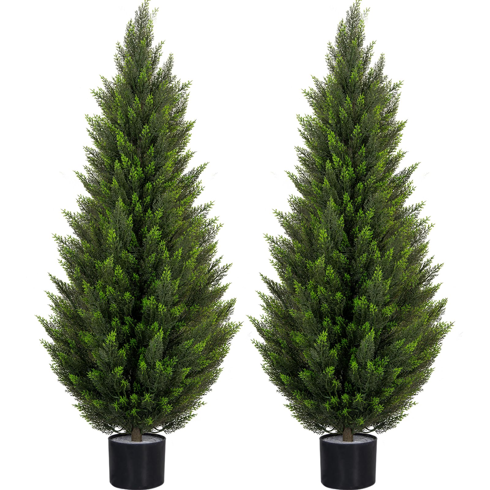 VIVATREES 5 ft Outdoor Artificial Cedar Topiary Trees 2-Pack