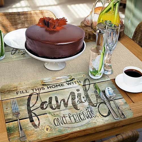 Miniatura 7 de Counterart Family Time - Juego de 4 manteles individuales reversibles de plástico flexible de fácil cuidado, fabricados en los Estados Unidos, sin