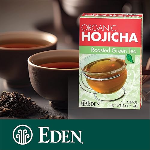 Miniatura 5 de Eden Hojicha Té verde tostado orgánico, bajo en cafeína, japonés, 16 bolsas de té de manila sin blanquear por caja (paquete de 3)
