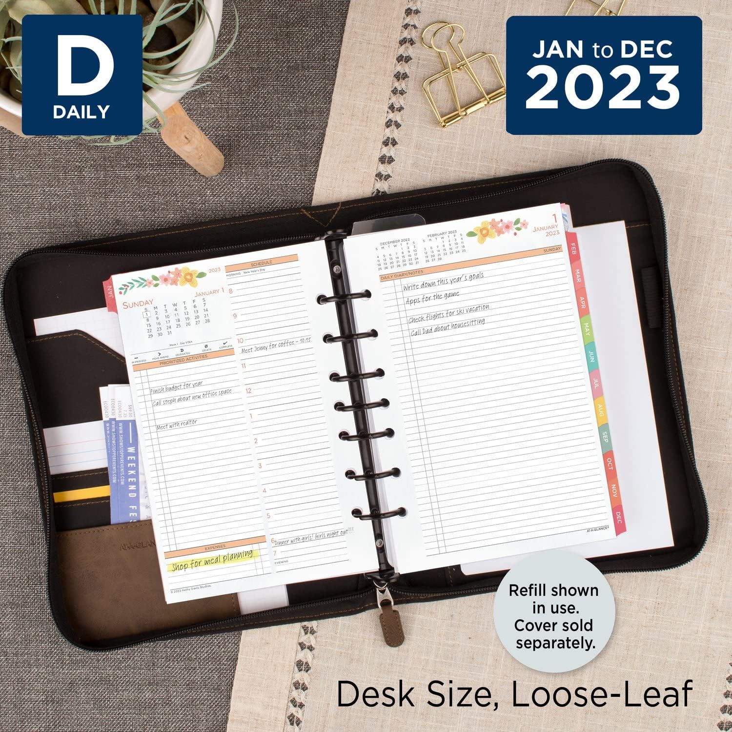 AT-A-GLANCE 2023 Daily & Monthly Planner Refill, 5-1/2" x 8-1/2", Size 4, Desk Size, Kathy Davis (KD81-225) - Image 3
