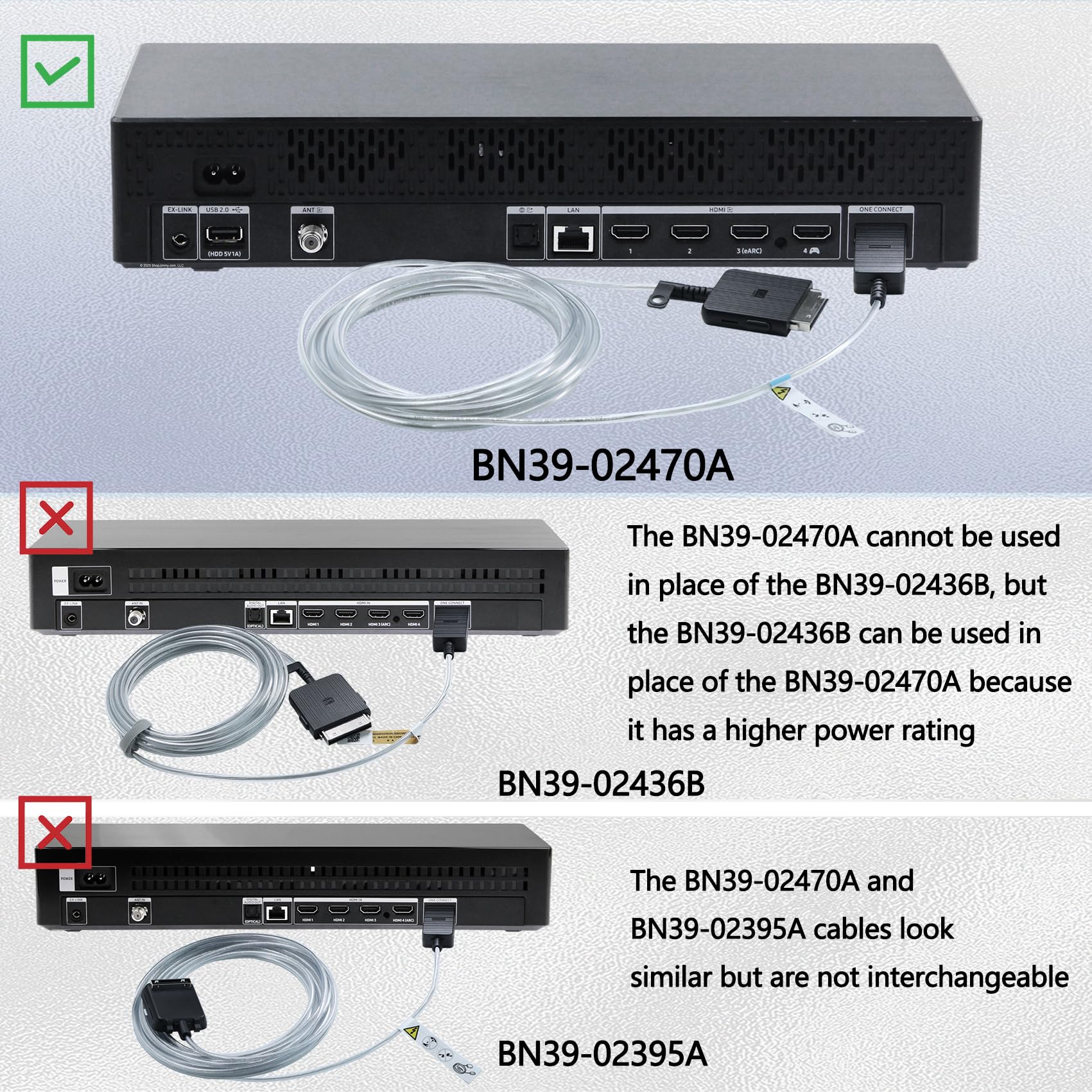 BN39-02470A/BN39-03006A Frame TV Cable compatible con Samsung Frame TV | Cable de conexión One Connect para televisores QN43-215.9 cm LS03RAF LS03TAF LS03AAF LS03FAF LS03BAF LS03DAF QLED 4K
