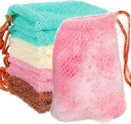 Shappy 8 bolsas ahorradoras de jabón, bolsas de jabón exfoliante, bolsas de malla de jabón para ducha, soporte de jabón de ducha, red de espuma de