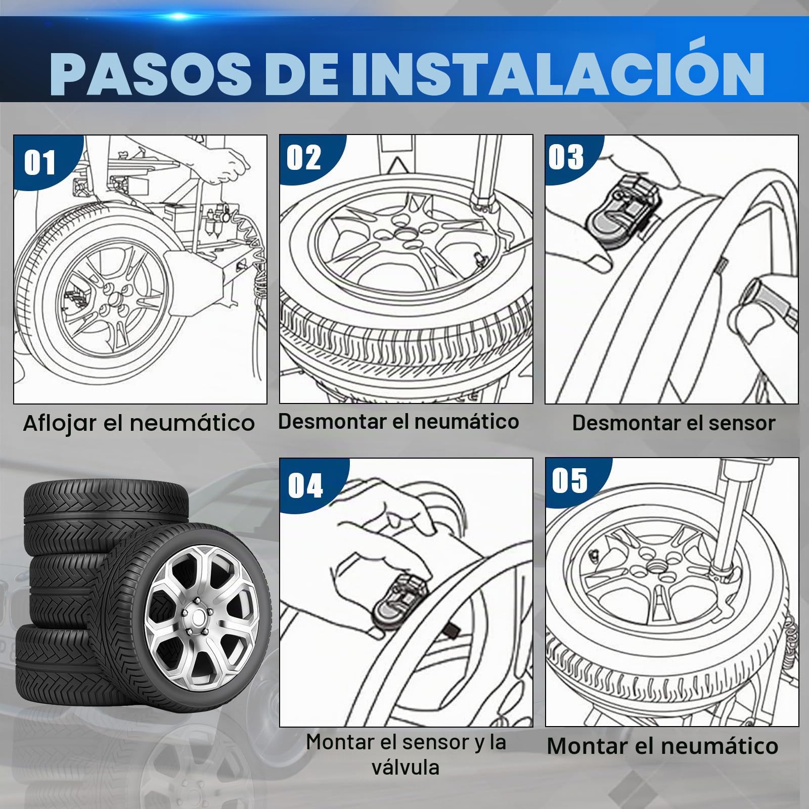 Sensor de Presión de Neumáticos Compatible con Range Rover Sport Evoque LandRover Discovery RDKS TPMS Compatible con Jaguar F-Pace I-Pace XE XF XJ GX631A159AA LR070840 4 Piezas | RDKS TPMS Sensor de presión de neumáticos compatible con Jaguar F-Pace I-Pac