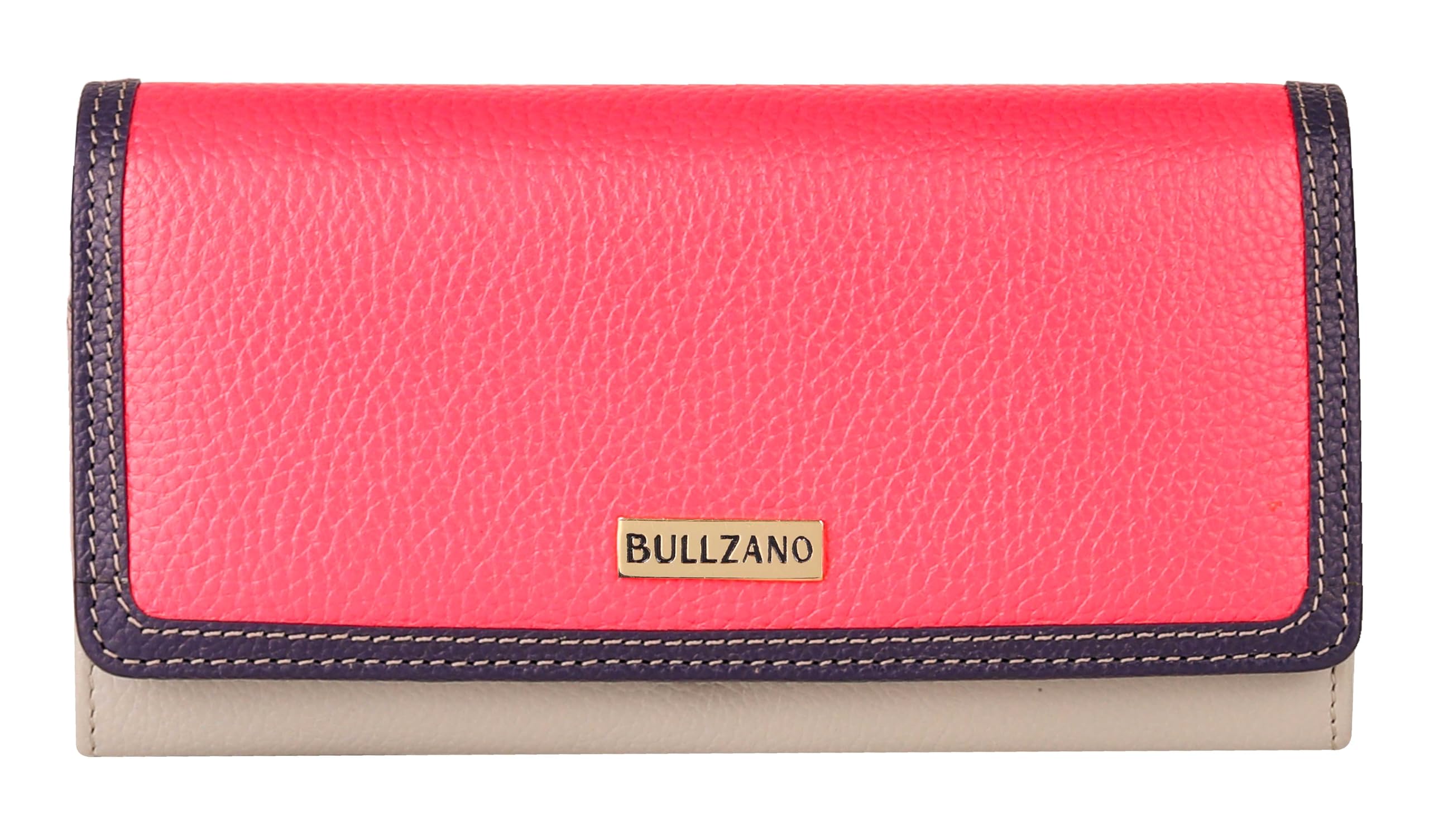 bullzano Inspira Genuine Leather Ladies Purse/Clutch (Pink/Cream)-picture-3