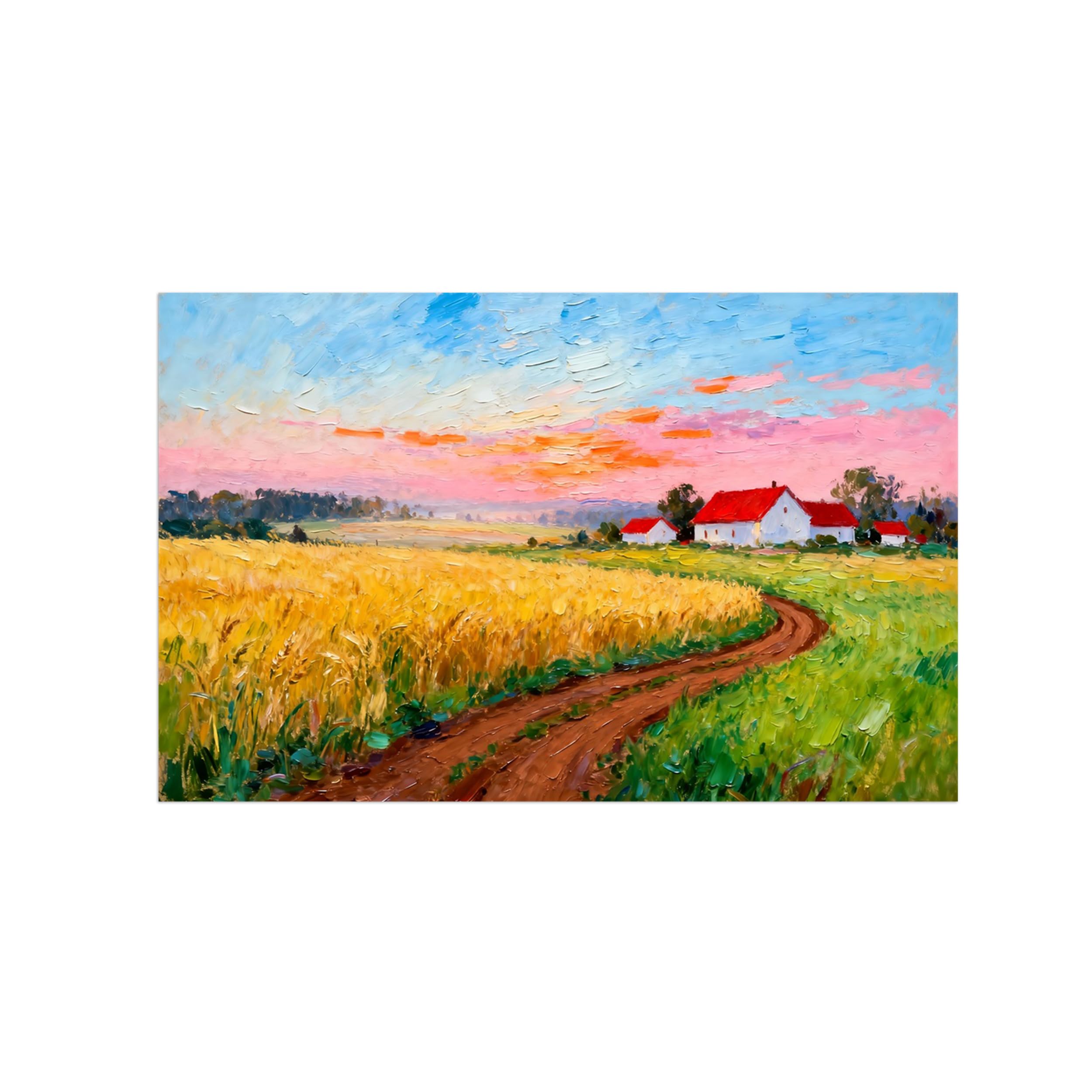 Ozpwbvy Unframed Field House Landscape Canvas Wall Art Picture 70X115cm