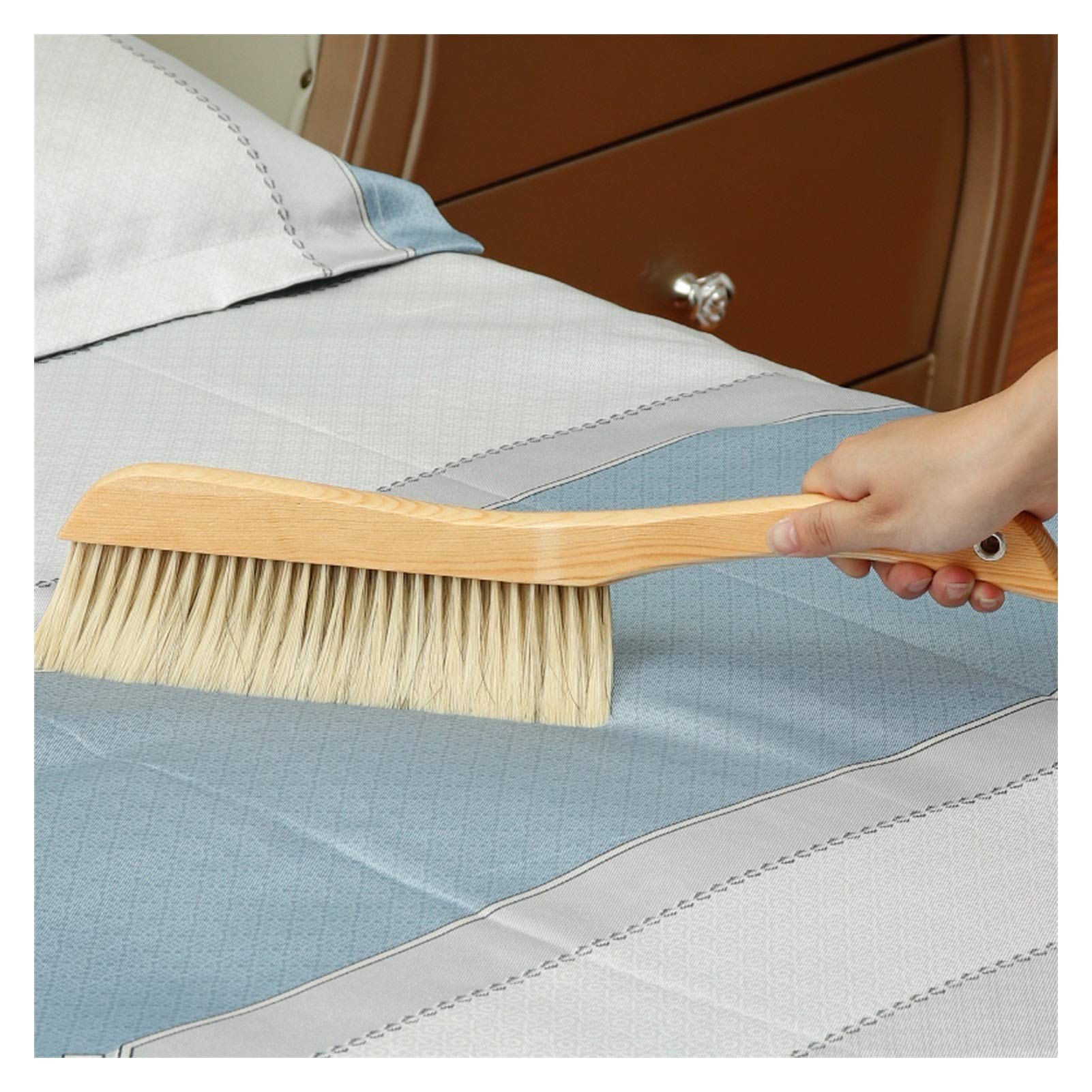 Plumero doméstico, Cepillo Suave for Polvo con Mango Largo de Madera, for Limpiar el Pelo sofás, sábanas, colchas, alfombras, Herramientas Limpieza Reutilizables