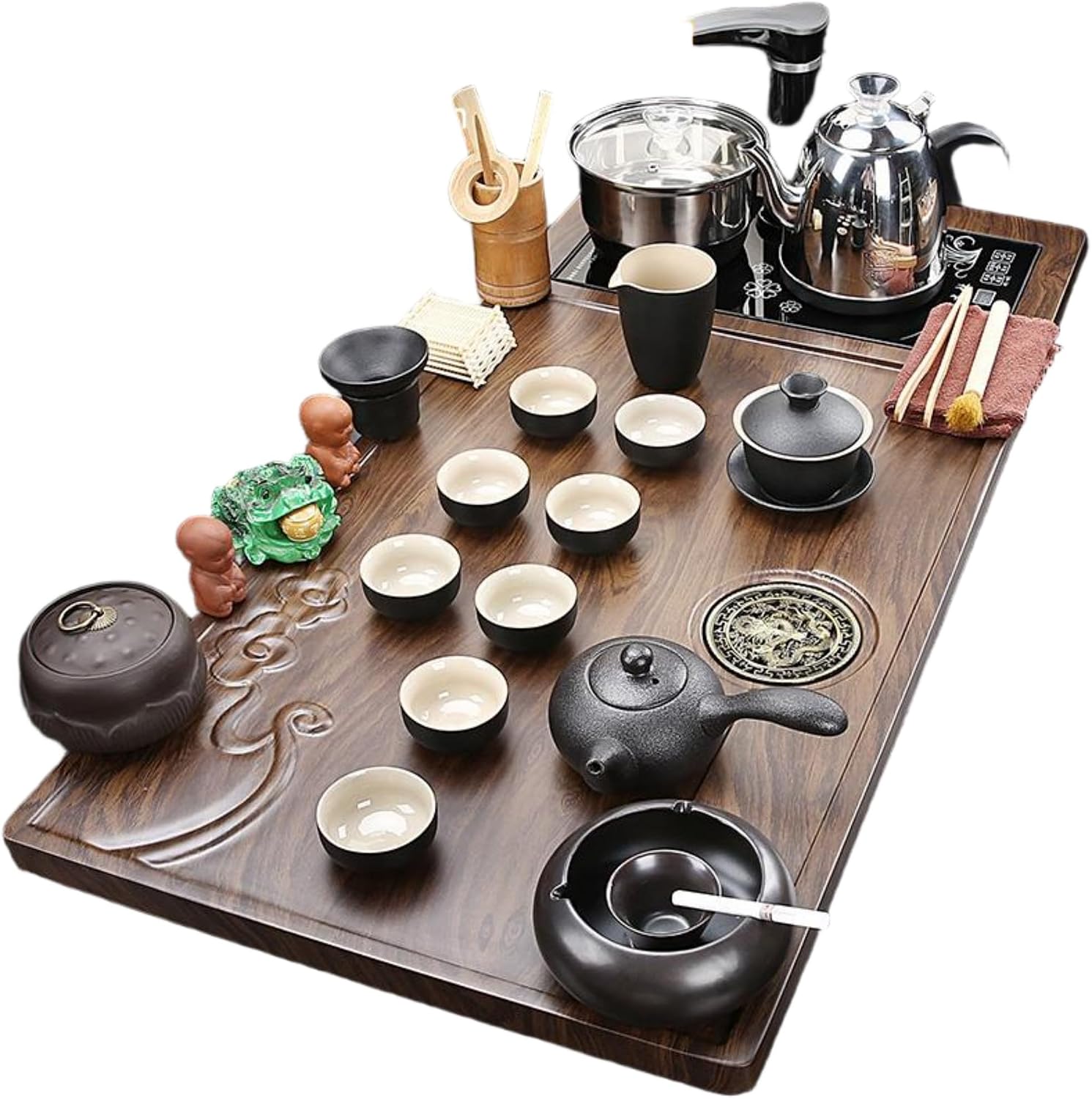 MOYEE 汝窑茶具套装家用 Fully Automatic Tea Set,全自动烧水壶一体茶盘 Chinese Gongfu Tea Tray 客厅泡茶功夫茶台 Purple Sands Ceramic TeaSet,紫砂整套 A281