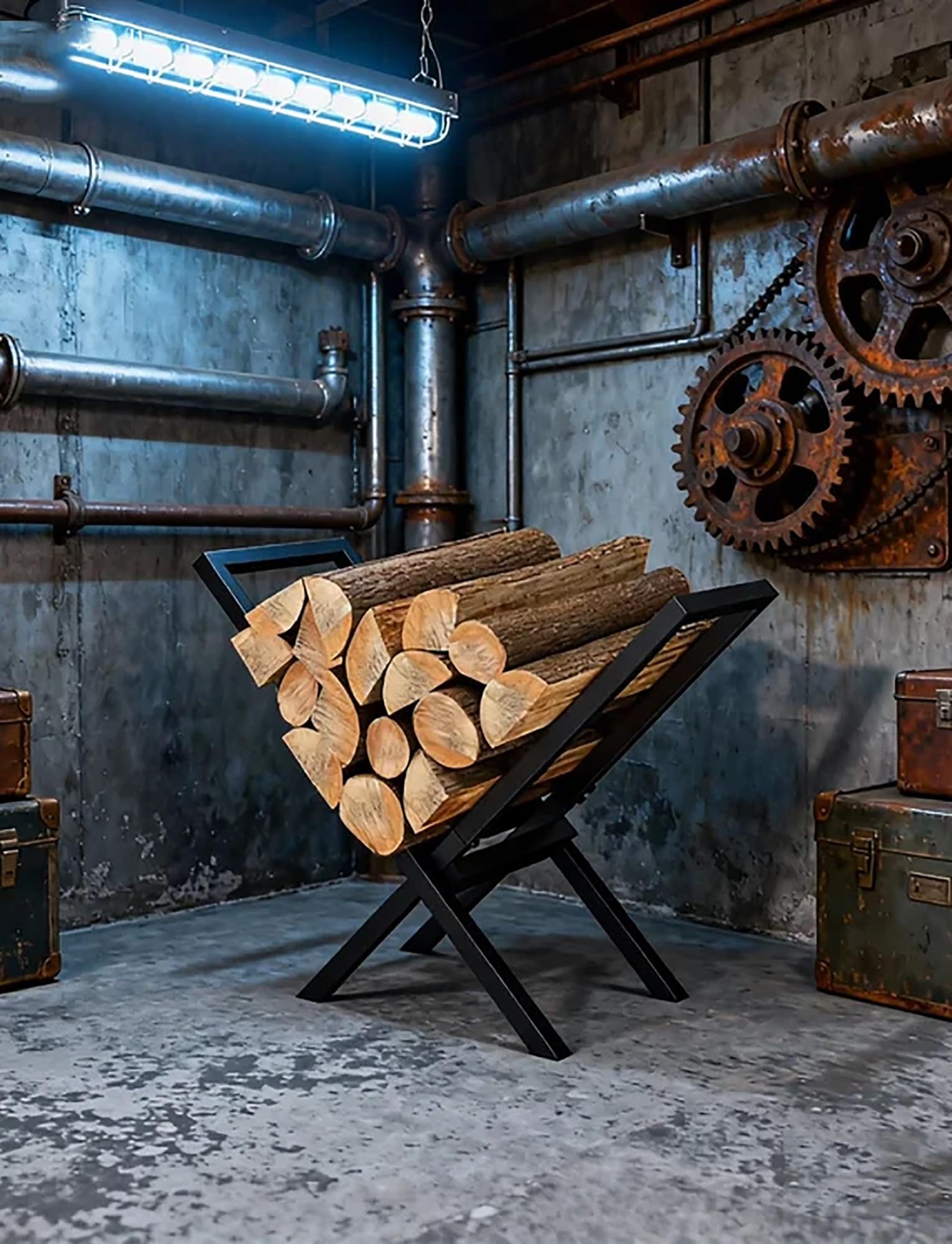 Leñero Interior para Chimenea, Soporte para Leña En Forma De X para Exteriores, Organizador De Almacenamiento Y Apilador De Leña Resistente para Exteriores.
