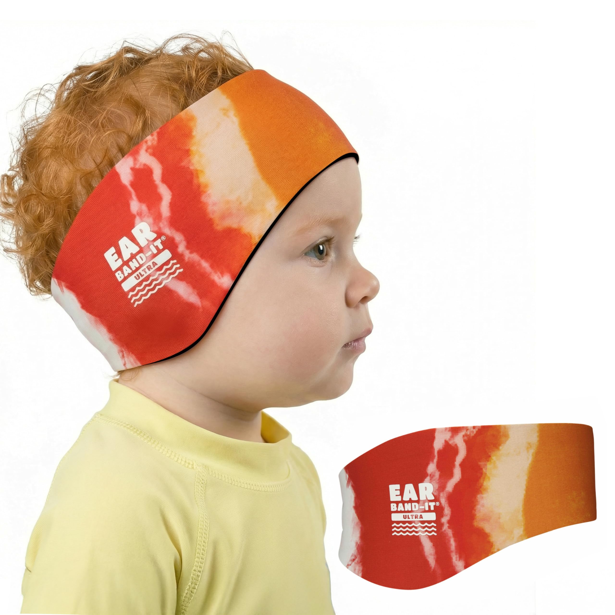 EarBandit Ultra Small Tie Dye Orange Swimmers Headband