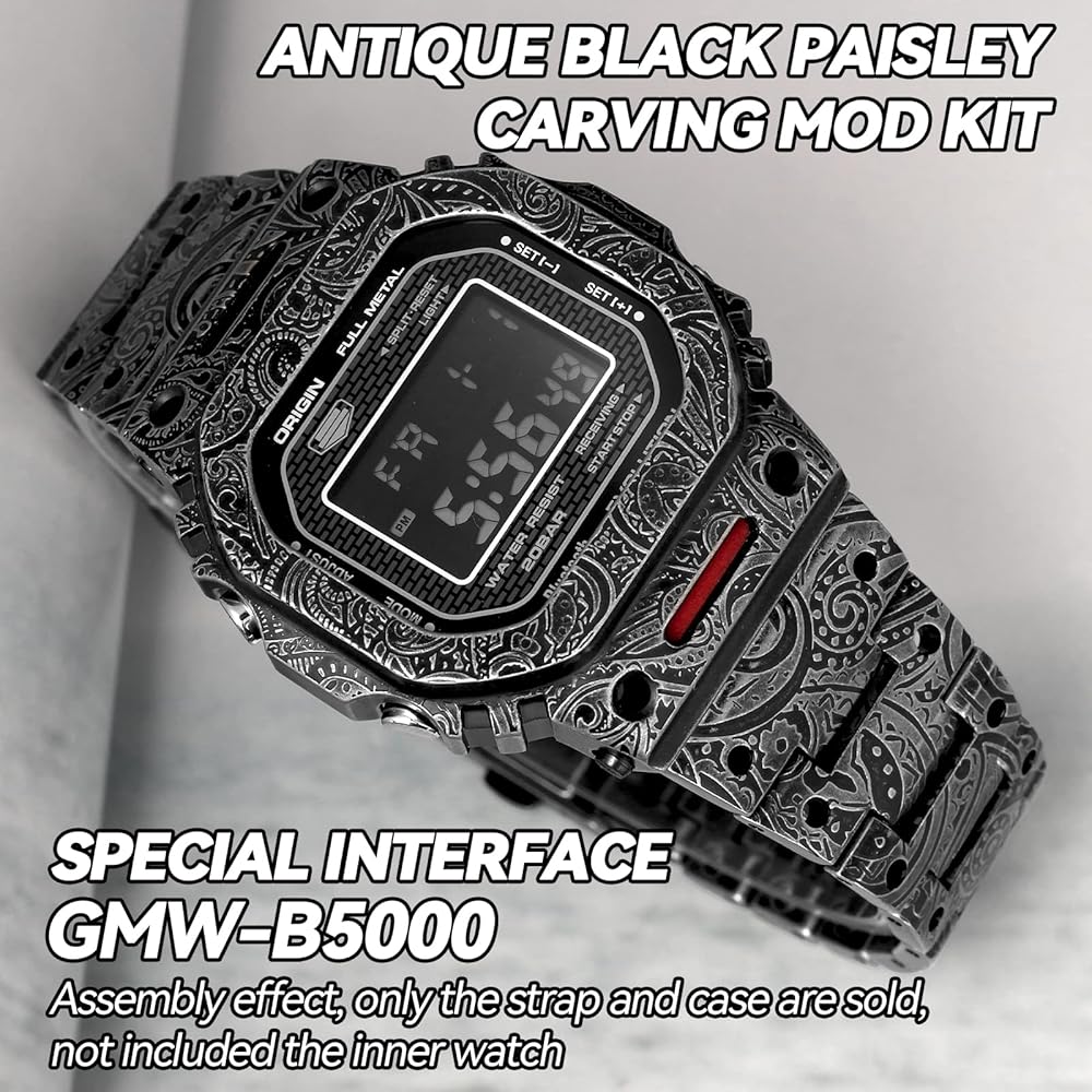 あお　　G-shock GMW-B5000用カスタムパーツ Amazon.co.jp: MOD Kit 腕時計彫刻ヴィンテージメタルケース