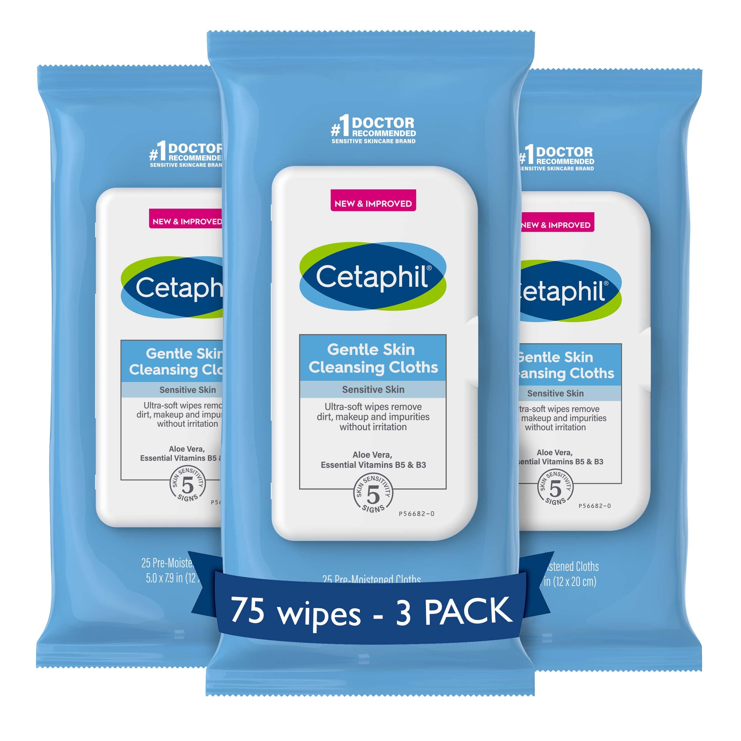 Buy Cetaphil Face and Body Wipes, Gentle Skin Cleansing Cloths, 25