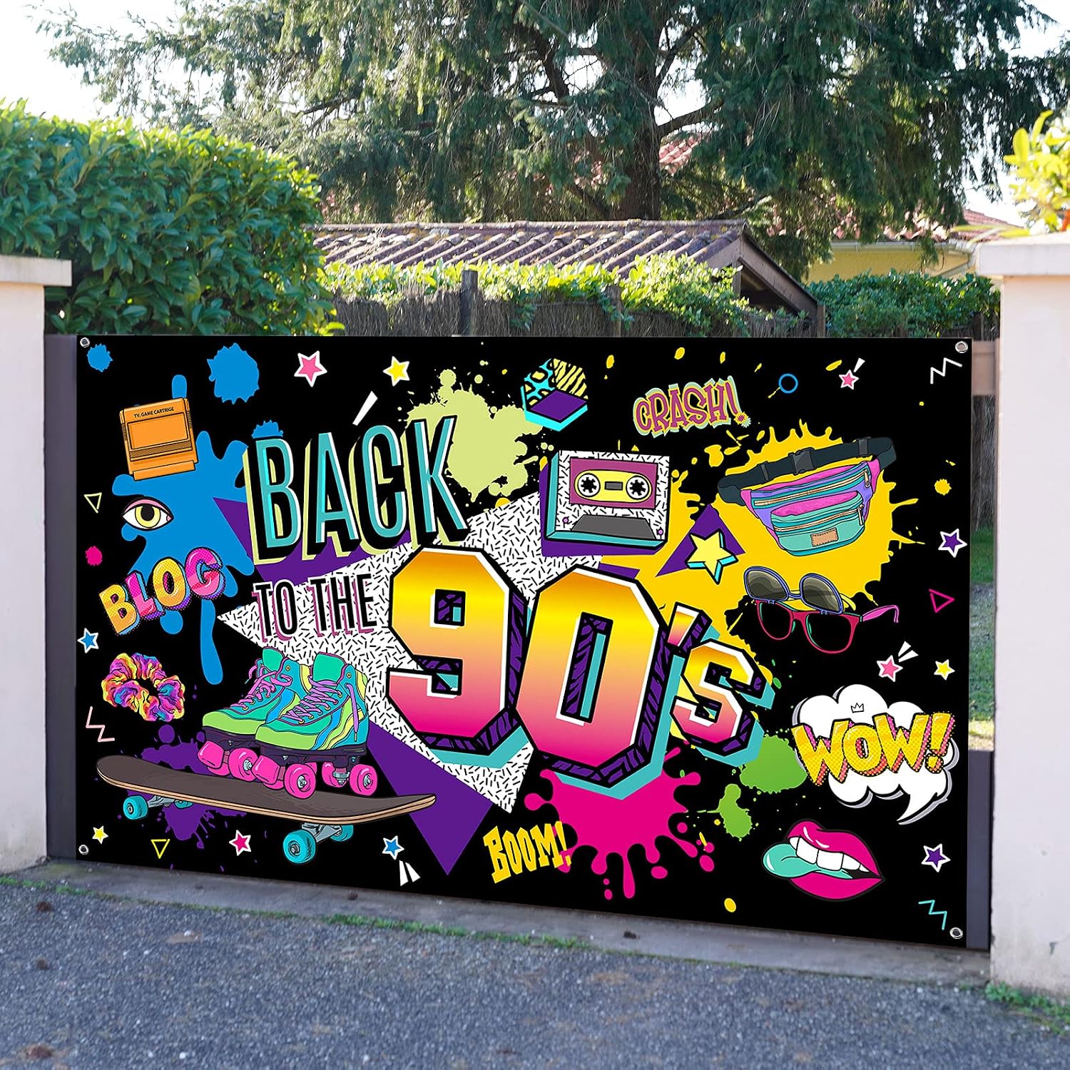 Irenare Back to The 90s Backdrop for Party Decorations 90s Retro Hanging Banner Background for Photography Hip Hop Graffiti Wall Decor Photo Back Props for 90s Themed Birthday Party 73 x 43 Inch