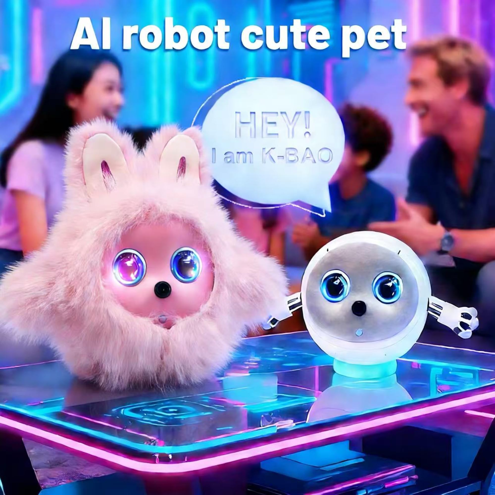 Kehuitry AI Robot Interactive Pet for Kids and Adults with Face Recognition & Storytelling, Desktop Companion Robot with LED Emotion Eyes, Talking Robot Pet for Stress Relief & Real-Time Interaction