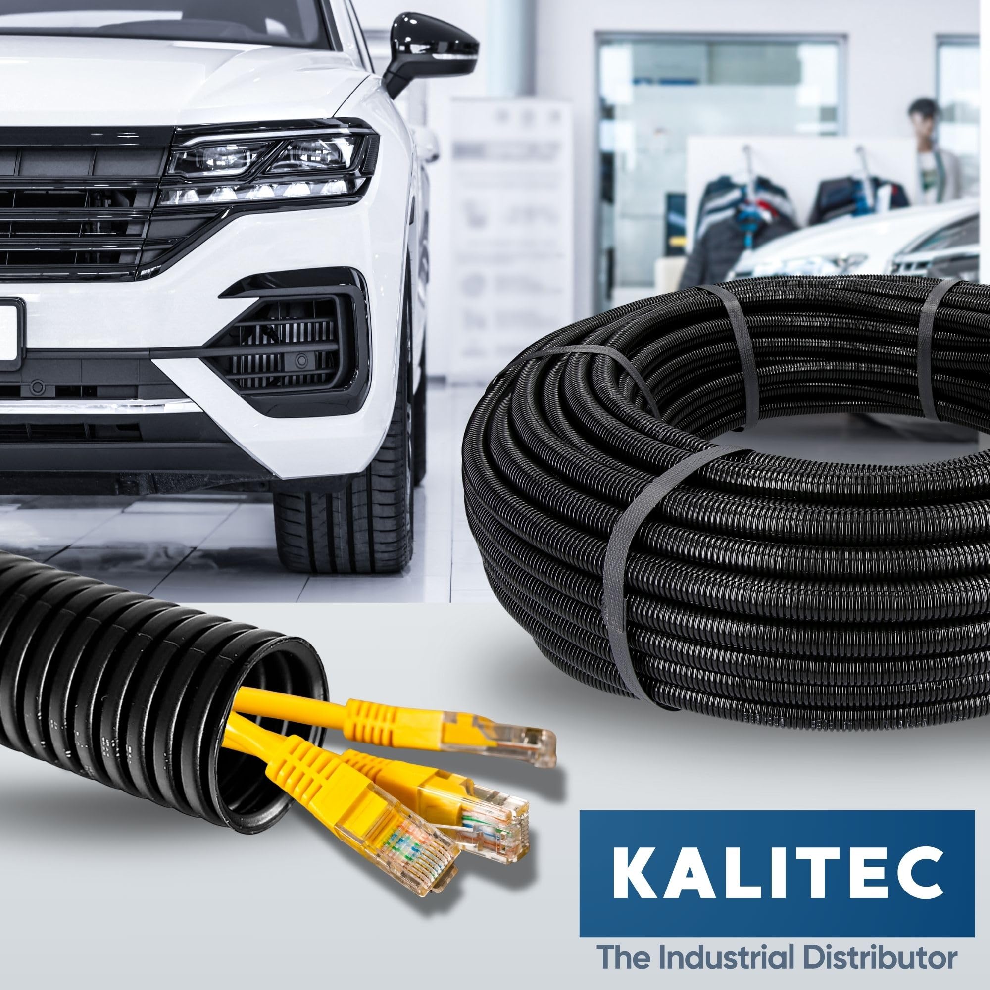 Kalitec - Tubo corrugato chiuso NW 12 I non scanalato, tubo di protezione per martore, resistente ai raggi UV e alogeni, materiale PA 6, protezione per cavi AD 15,6 mm, ID 12 mm, da -40 a +120 °C