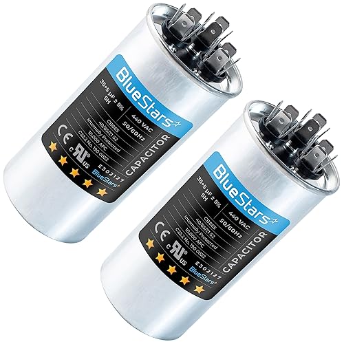 BlueStars 2 paquetes de 35+5 MFD uf 370 VCA o 440 voltios de doble funcionamiento redondo condensador pieza de repuesto  Ajuste exacto para