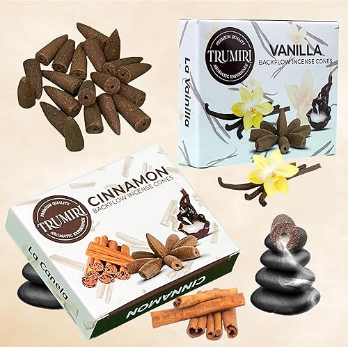 Miniatura 8 de Conos de incienso de reflujo  Paquete combinado de 20 conos de incienso en cascada  10 vainillas + 10 canelas  Conos de incienso  Conos de incienso
