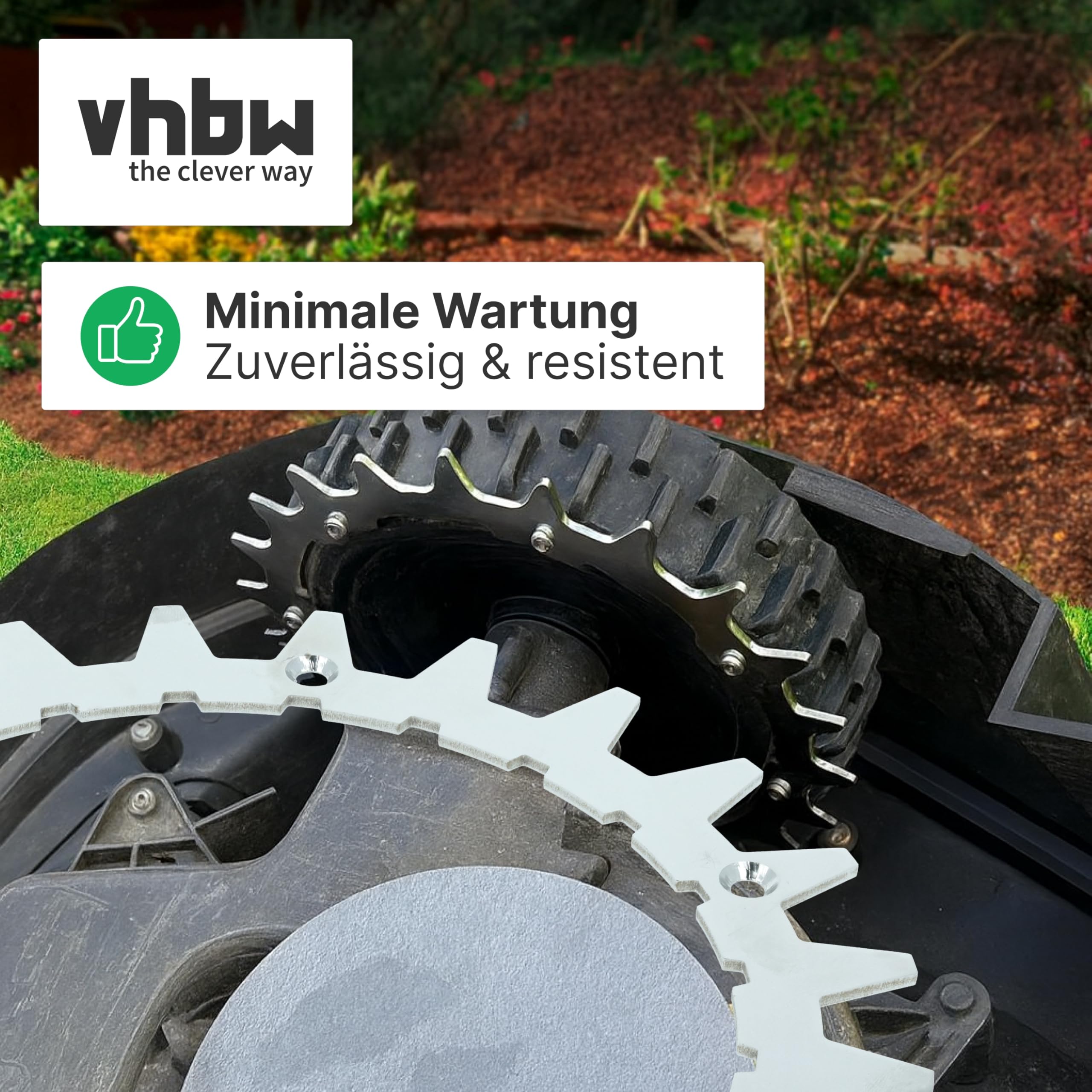 vhbw 4x rueda dentada compatible con Flymo 1200 robot cortacésped - acero inoxidable, 24 dientes