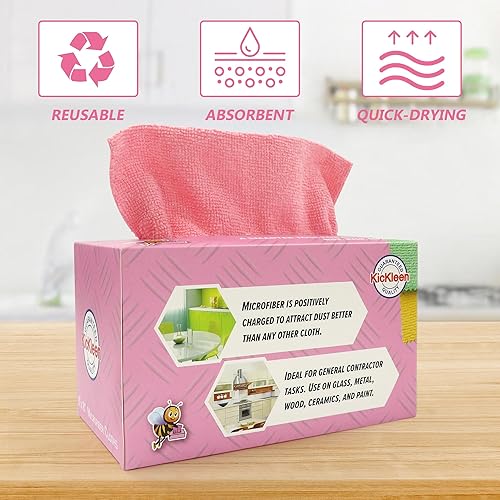 Miniatura 4 de Paño de limpieza de microfibra, toallas reutilizables sin pelusas, trapos a granel en una caja para el hogar, la cocina y el automóvil, 8 x 8